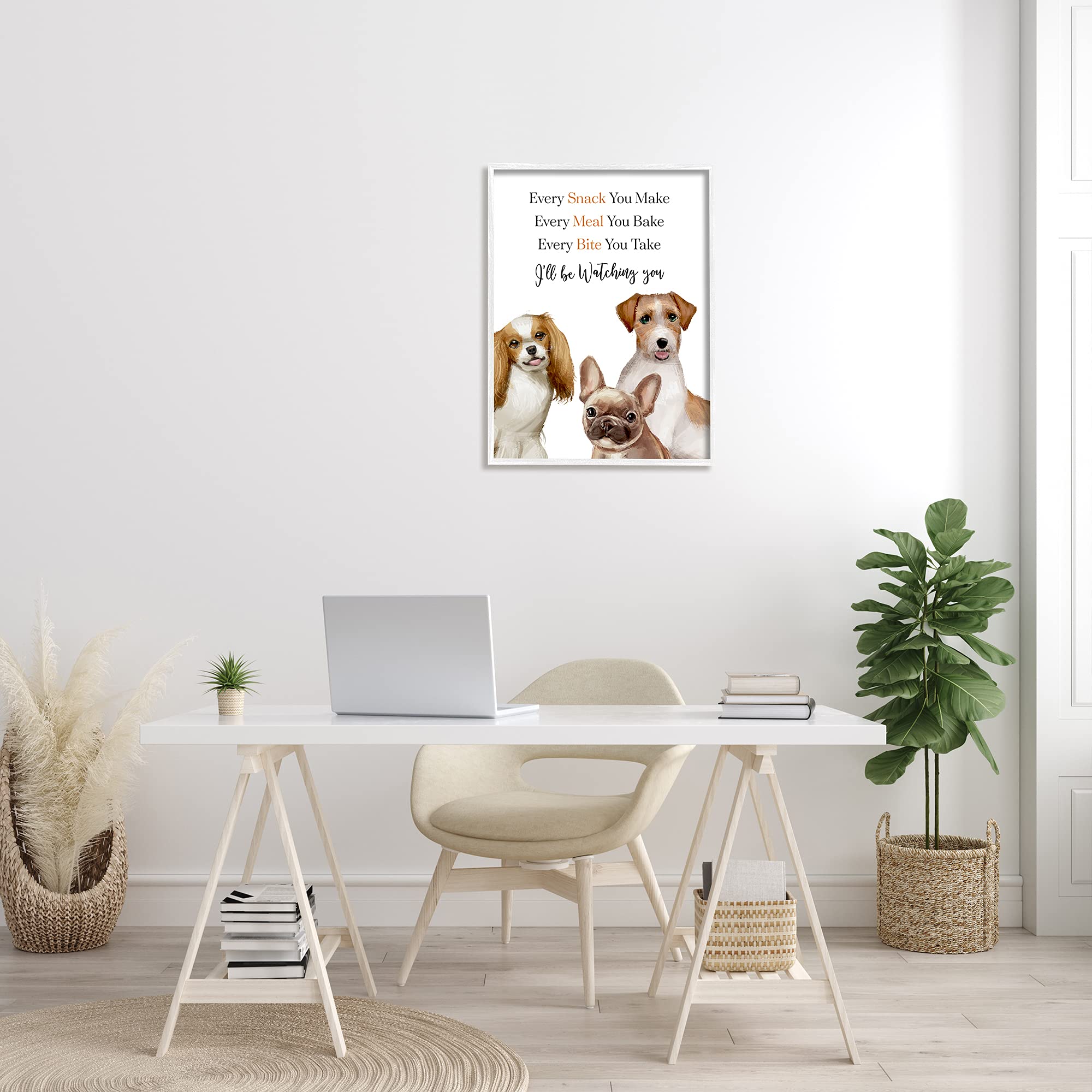 Stupell Industries 'Every Snack Meal Bite' Funny Dog Wall Art - 24x30 Inch Brown Framed Pet Humor Decor by Ziwei Li | Perfect for Living Room, Bedroom & Dog Lover Gifts