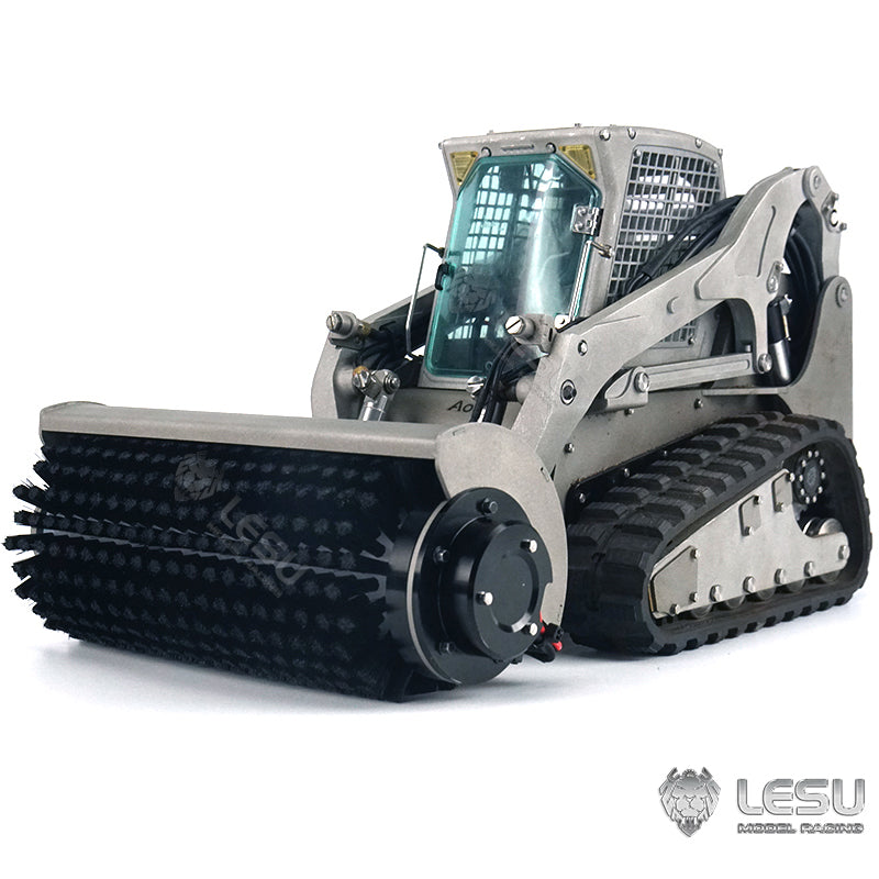 Customized LESU 1:14 Scale RC Hydraulic Aoue LT5 Tracked Skid Steer Loader - Metal RTR Model with Fork, Bucket, Sieve Bucket, Gripper Clamp & Trailer Upgrade Parts - Perfect for Construction Simulation, RC Hobbyists & Collectors