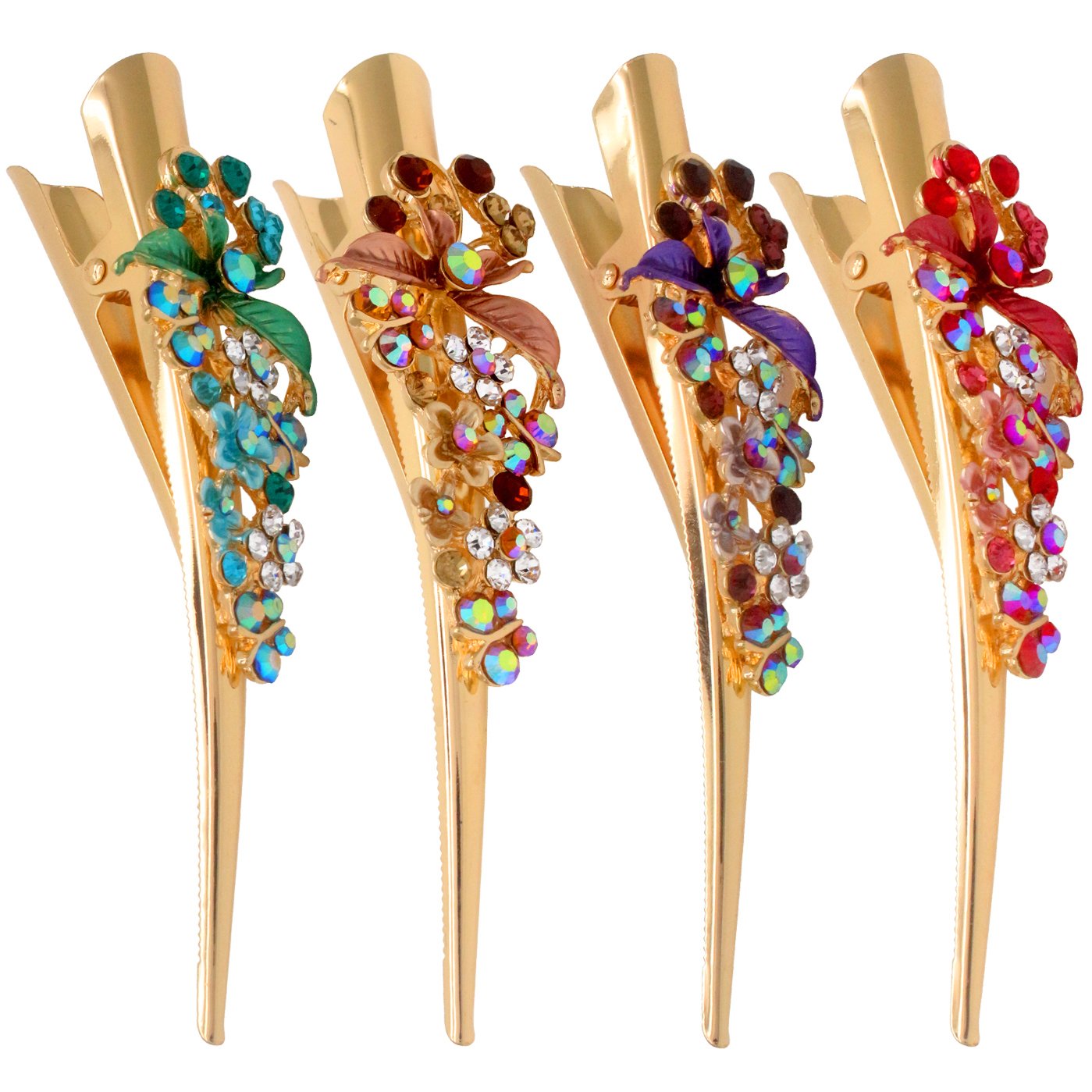 HOLLIHI Set of 4 Large Metal Alligator Hair Clips for Women - Strong Non-Slip Hair Grips for Thick Hair, Gold Hair Accessories for Everyday Styling and Special Occasions