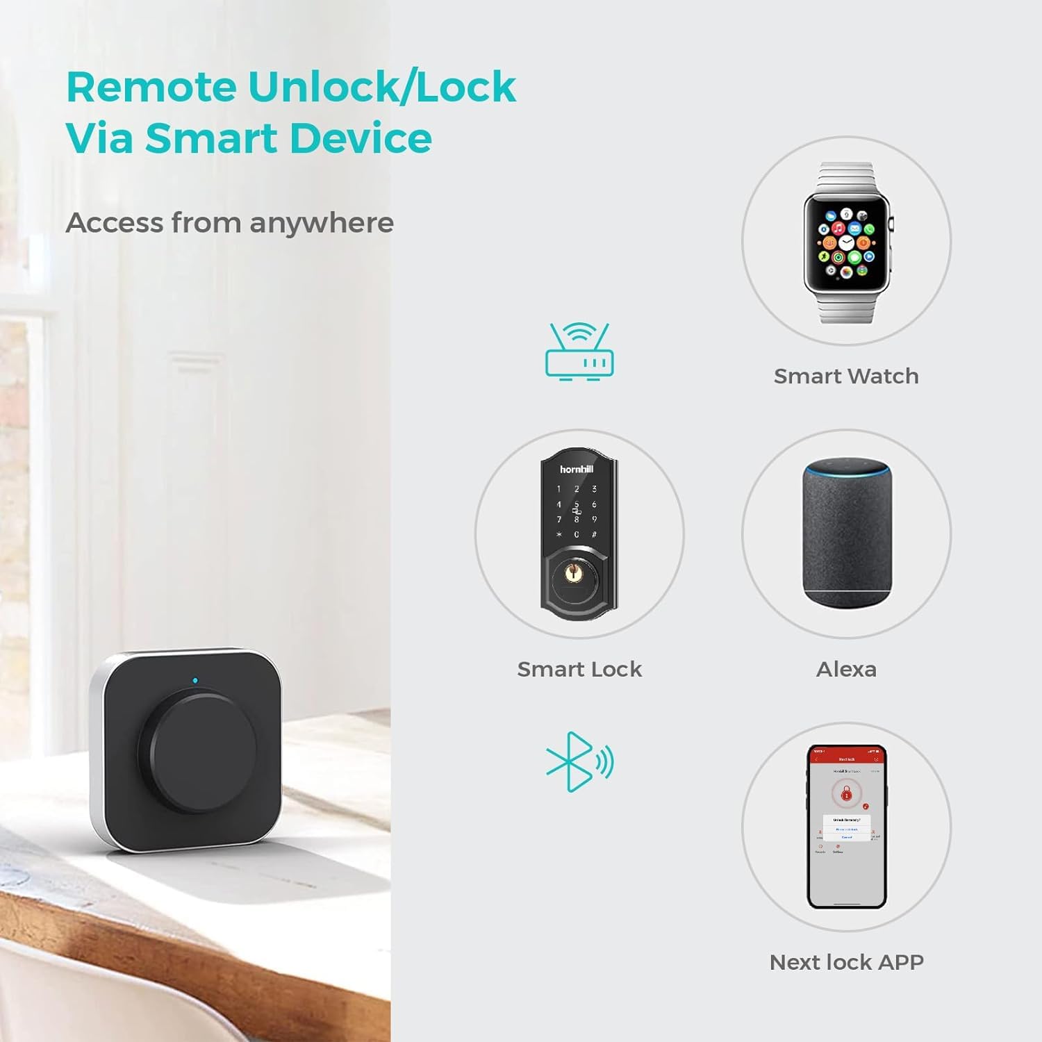 Hornbill Smart Keyless Entry Door Lock - Bluetooth Electronic Deadbolt with Keypad, Auto-Lock Digital Front Door Lock for Home, Apartment & Bedroom Security | Easy Installation & Hands-Free Access