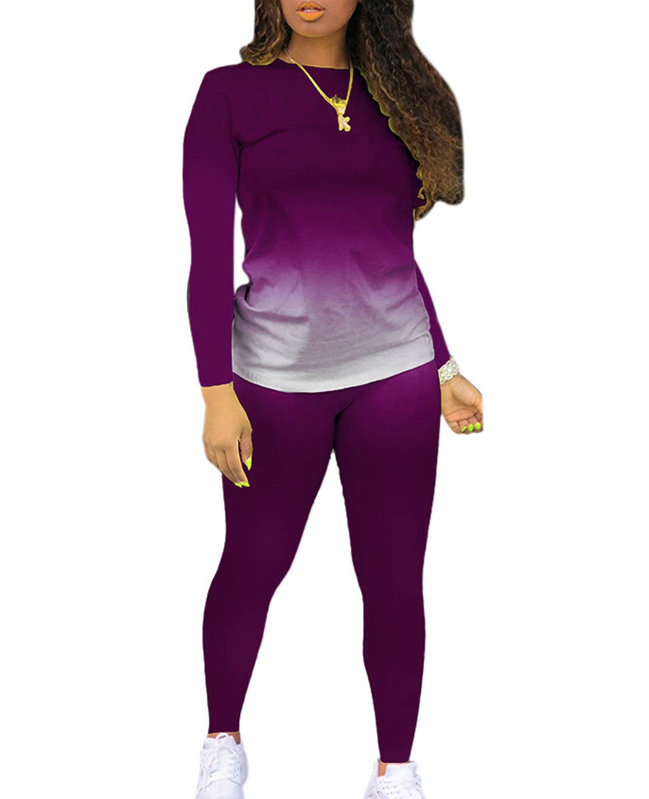 JSVZREU Women's 2-Piece Outfits - Long Sleeve Sweatsuit Jogger Set, Lounge Wear & Track Suit for Casual, Workout & Home | Perfect for Yoga, Running Errands & Relaxing