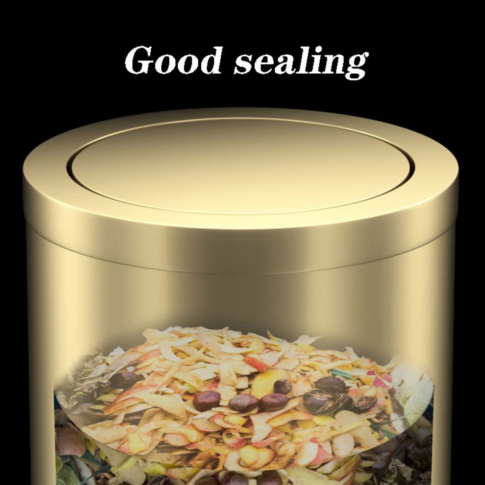 TOMYEUS 9L/15L Stainless Steel Compost Bin with Shake Lid - Luxury Kitchen Trash Can for Home, Living Room, Bedroom - Eco-Friendly Waste Bin for Organic Recycling & Food Scraps (9L Size) - Perfect for Composting, Small Spaces & Modern Kitchens