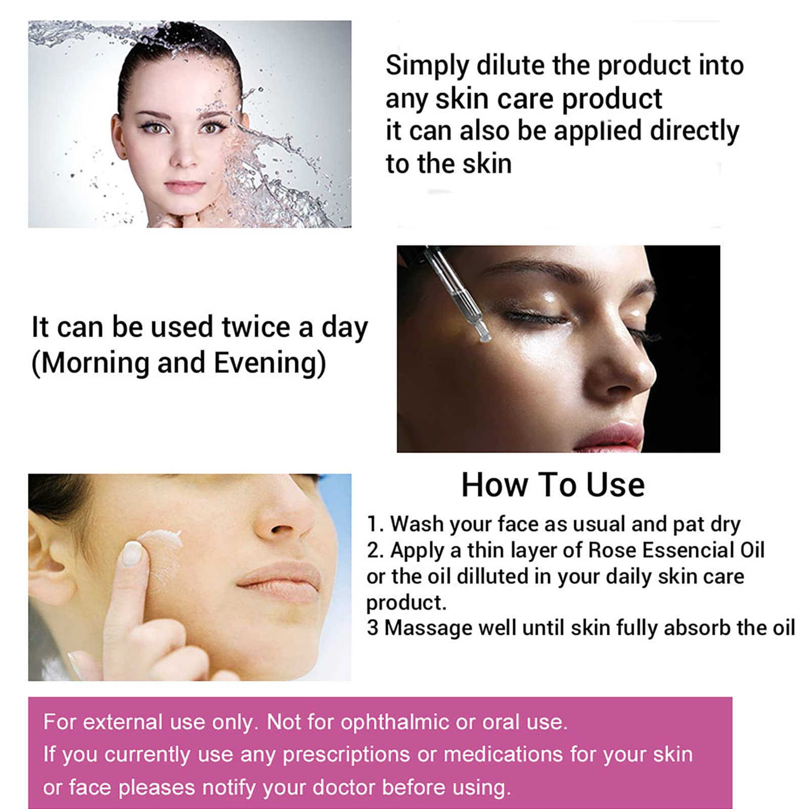 Pure Rose Essential Oil for Face - Anti-Aging & Wrinkle Serum, Natural Moisturizer for Skin Care - 1 Fl Oz (30ml) - Perfect for Daily Skincare Routine & Aromatherapy