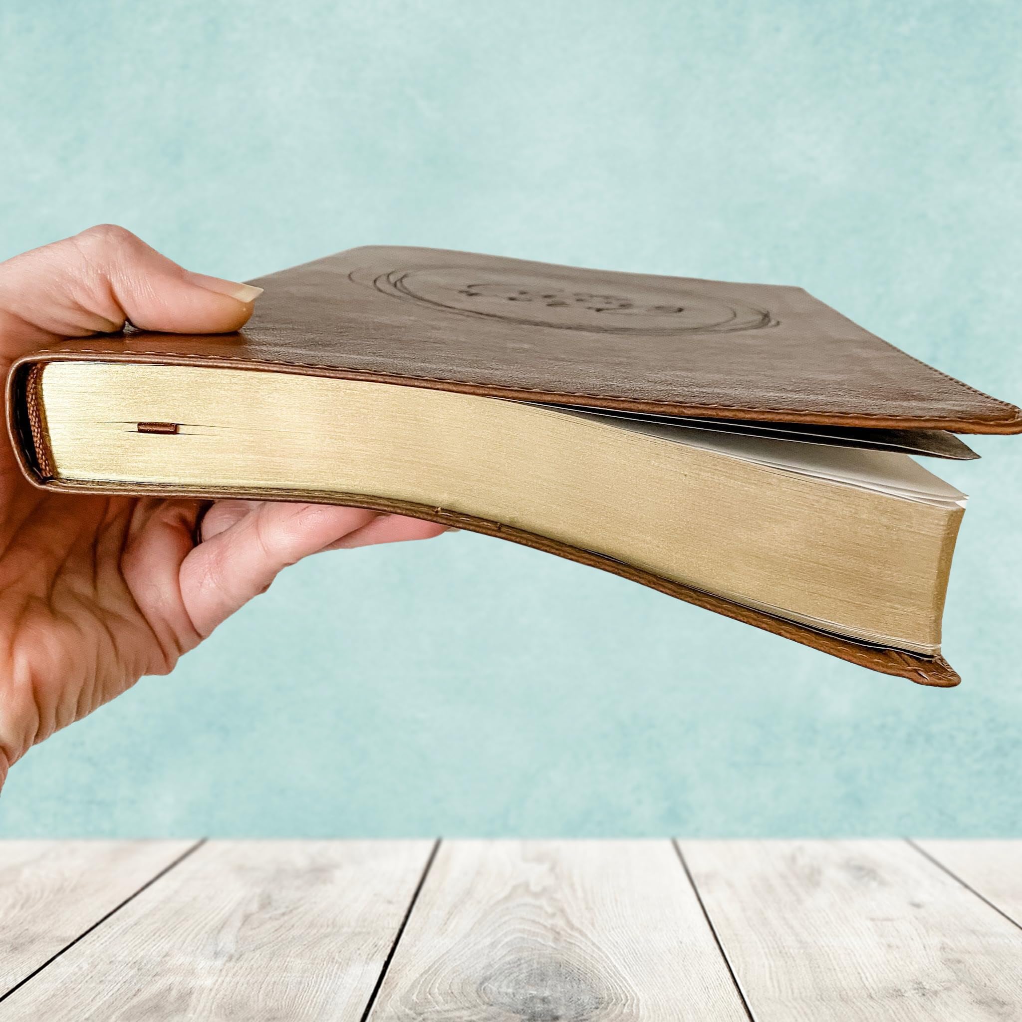 Hand Illustrated & Laser Engraved NLT Filament Bible - Brown Leather Cover with Optional Name Engraving - Perfect Personalized Gift for Weddings, Baptisms, Graduations & Birthdays - Ideal for Religious Ceremonies, Bible Study & Spiritual Gifting