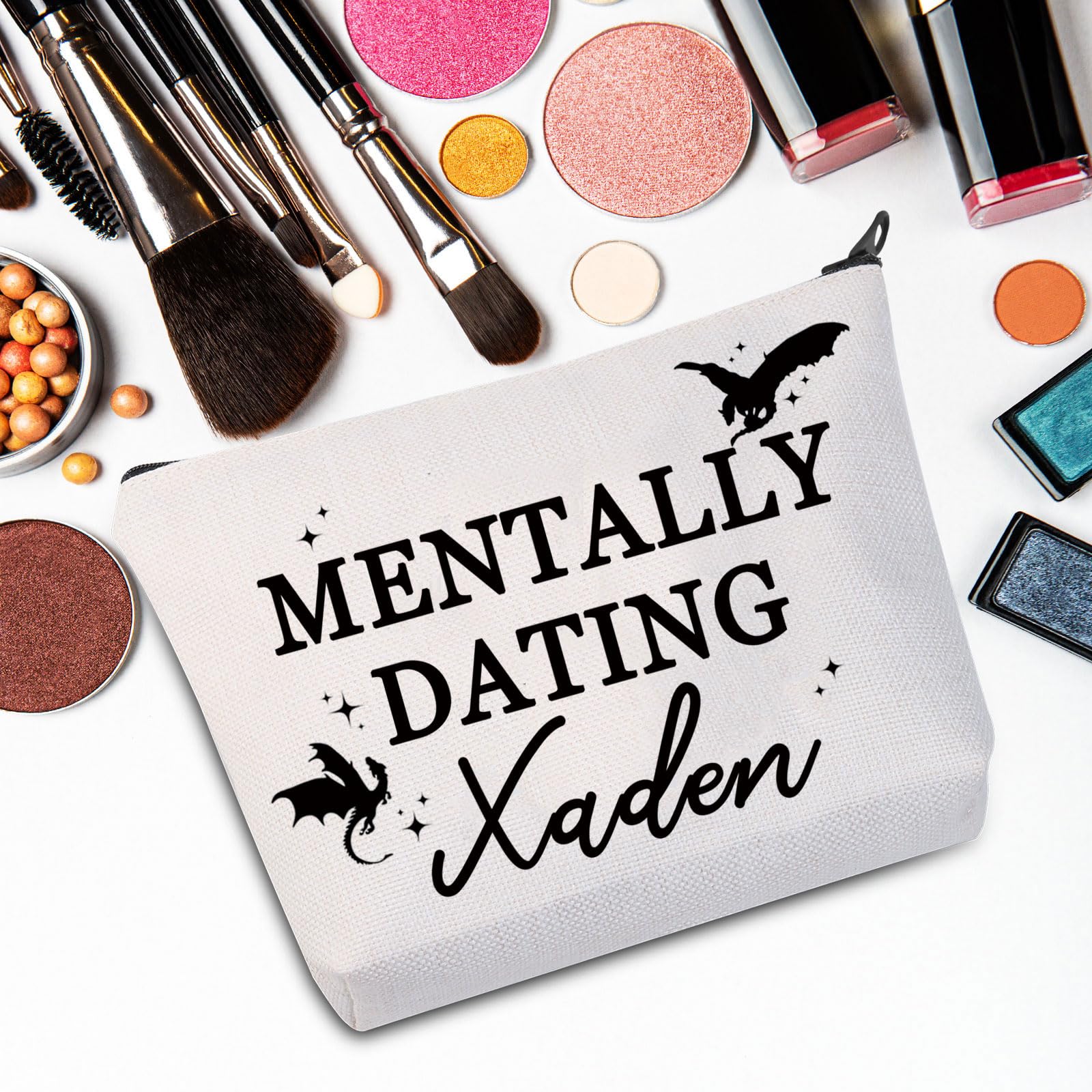 JNIAP Xaden Riorson Themed Makeup Bag - Perfect Gift for Dragon Book Lovers, Wing Leader Merch & Xaden Fans | Great for Cosmetics Storage, Book Club Meetings & Fantasy Lover Gifts (DATING XADEN Collection)