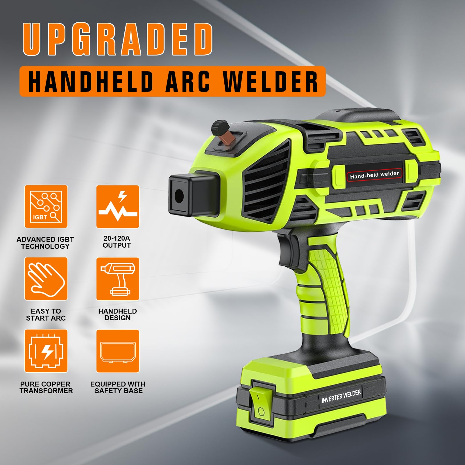 110V 120Amp IGBT Inverter Welding Machine - Portable Handheld ARC Welder Gun with Digital Display & 6 Variable Current Settings (1/16''-1/8'' Rods) - Ideal for DIY Projects, Home Repairs, Metal Fabrication & Automotive Welding - Green