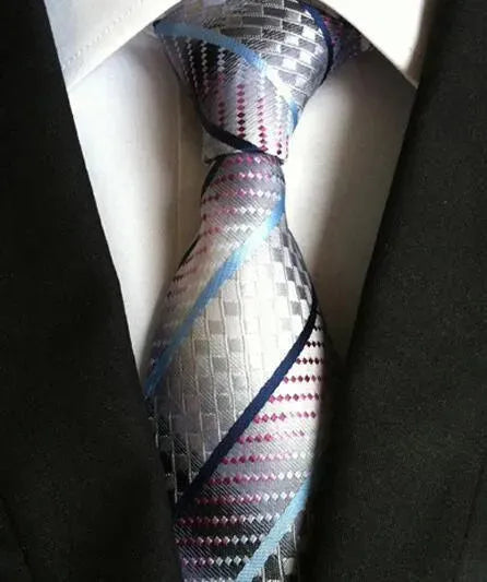 Premium Plaid Striped Silk Necktie for Men - Elegant Business & Formal Wear Accessory for Weddings, Office & Special Occasions