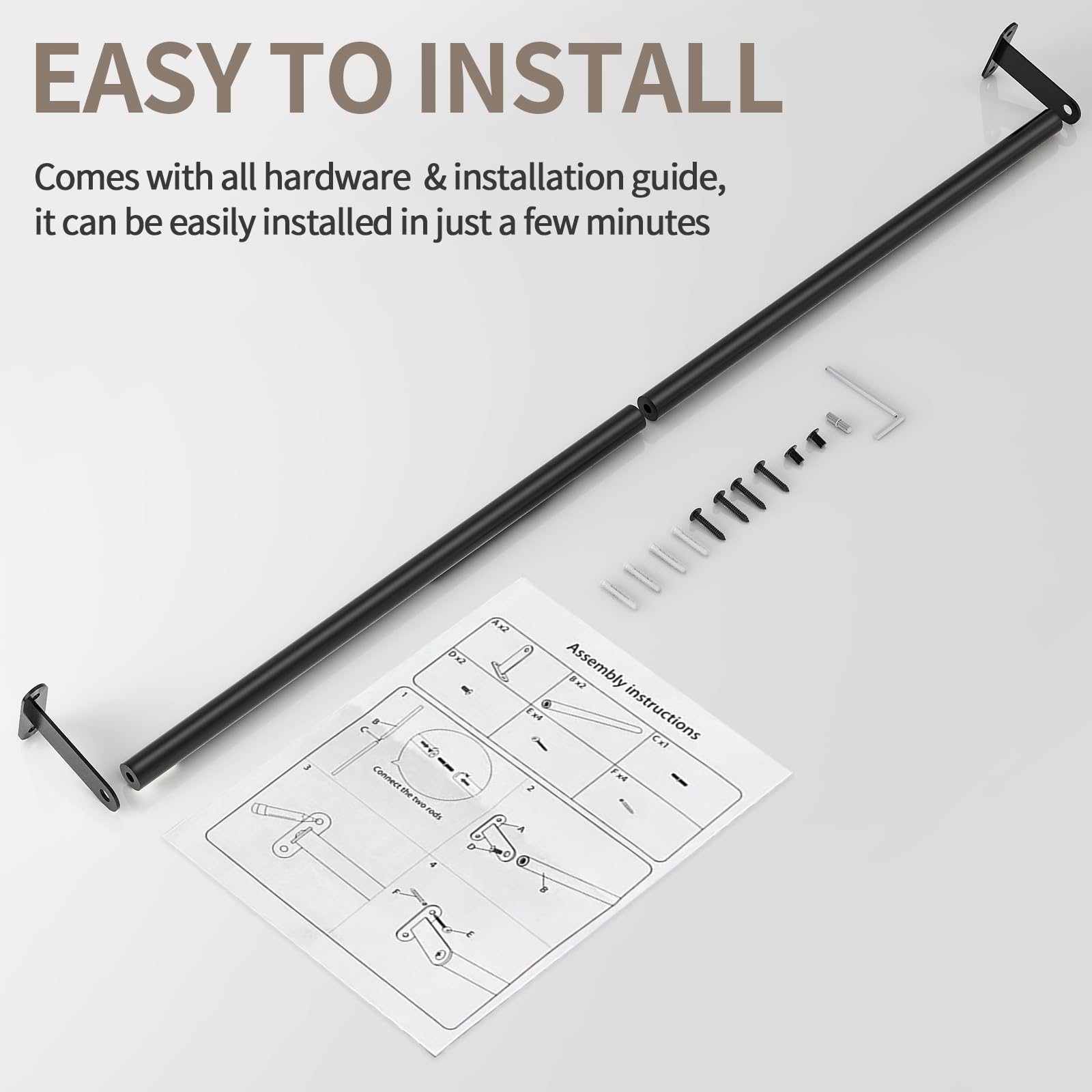 30 Inch Matte Black Towel Bar - Stainless Steel Wall Mounted Bathroom Towel Rack & Holder for Bath, Shower, Spa - Rustproof & Durable Bathroom Accessories
