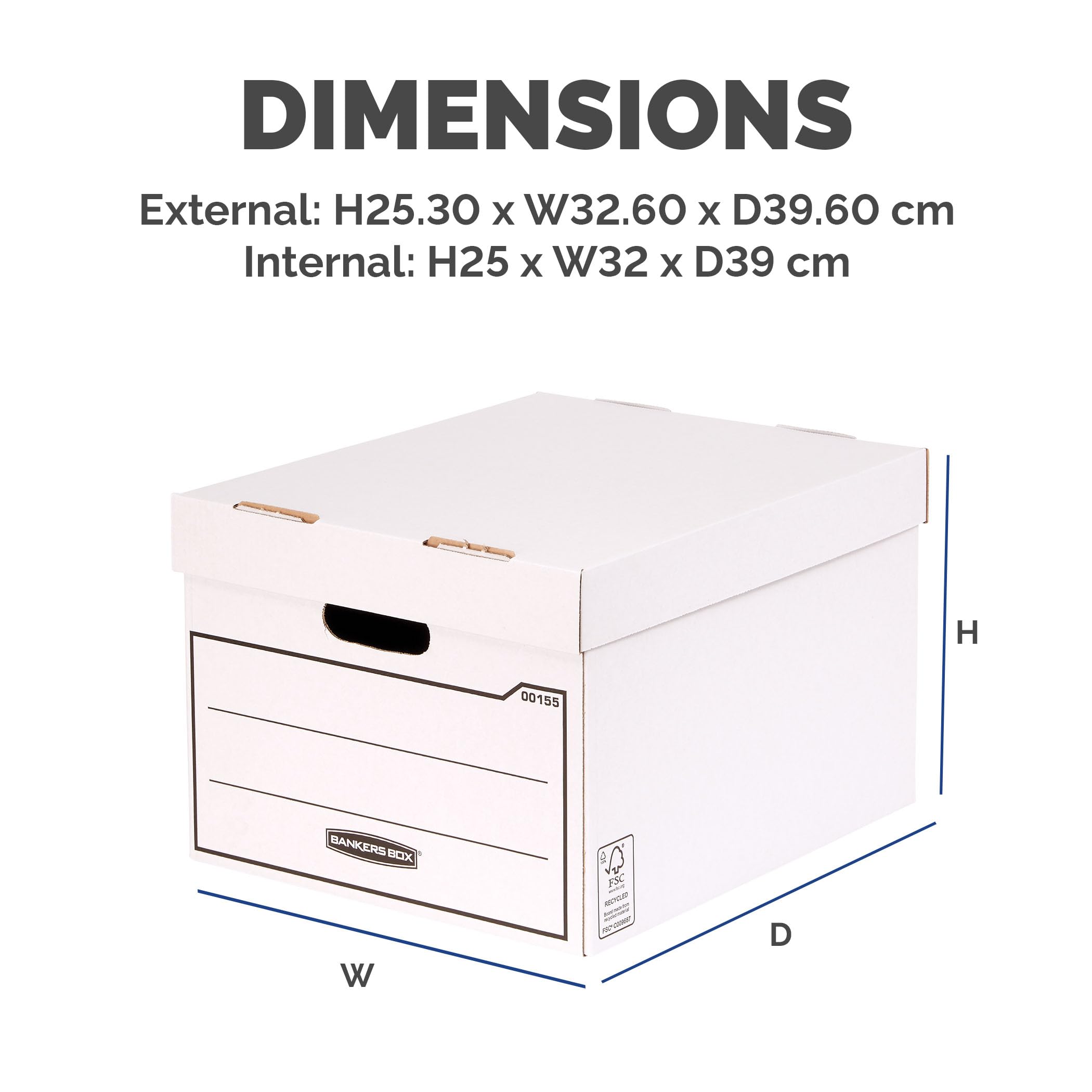 10 Heavy Duty Bankers Boxes with Lids - Durable Storage for Office & Moving (32x26x39cm)