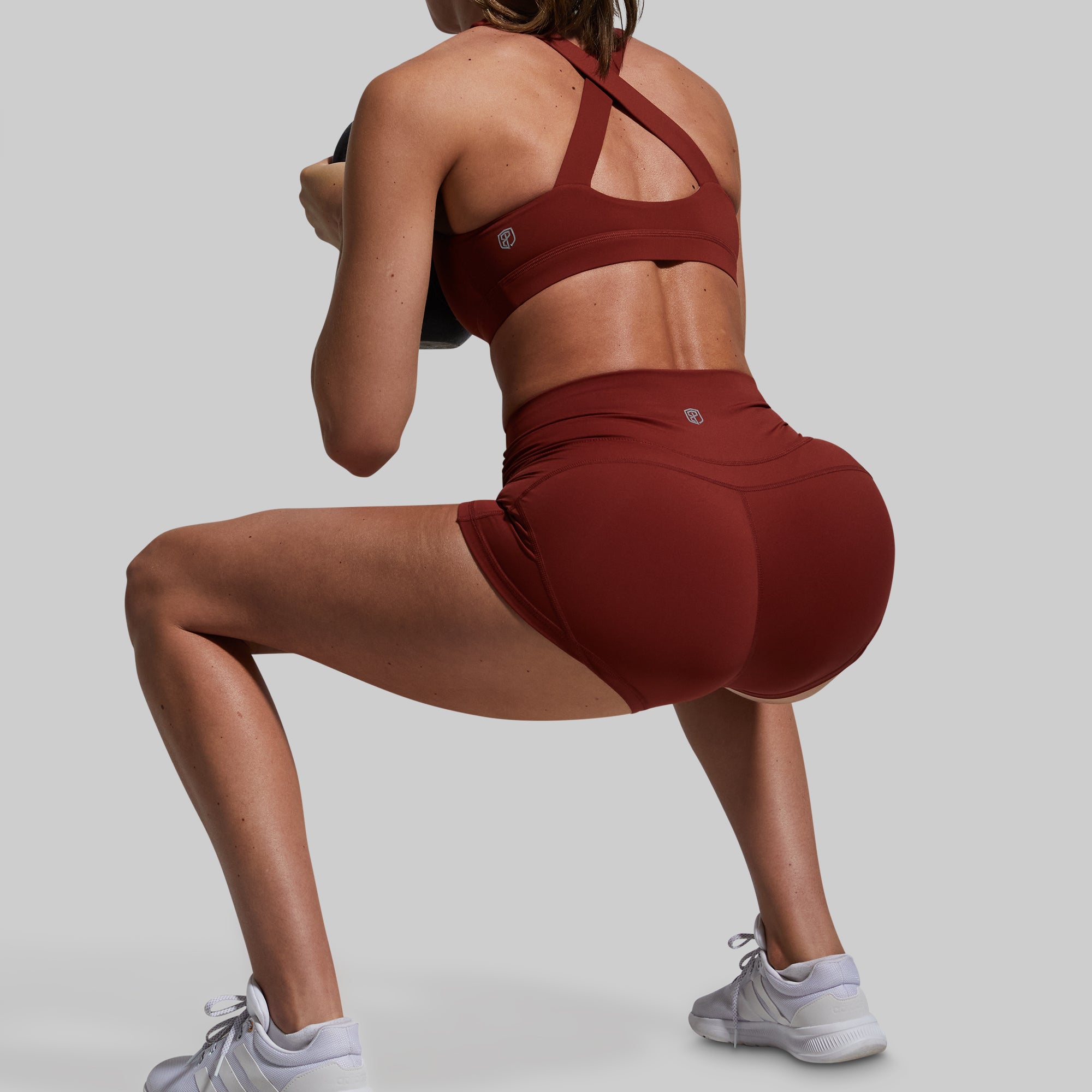 Best Booty Shorts for Women - High Waisted Workout Shorts (Brick Red) | Gym, Yoga, Running & Lounge Wear