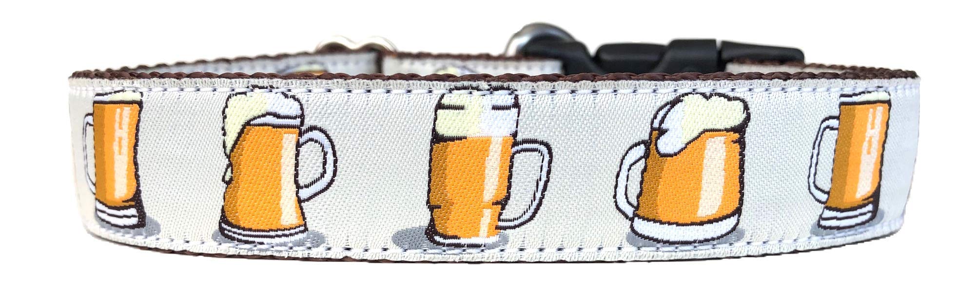 Handmade Beer Mugs Dog Collar for Medium to Large Dogs - USA Crafted Pet Accessory - Perfect for Bar Outings, Dog Parks & Themed Parties