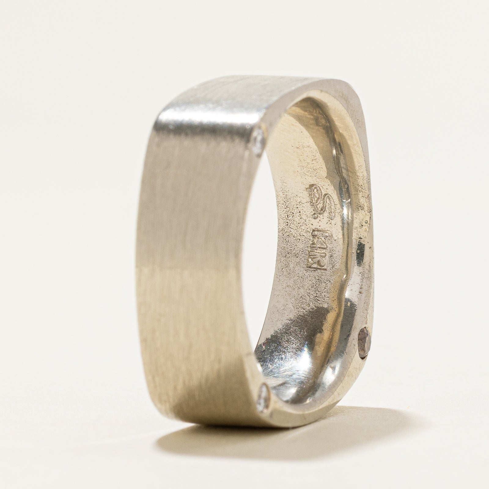 Exquisite Hidden Three Stone Diamond Soft Square Band Ring | 0.09ctw | Size 9.5 | Perfect for Engagement, Anniversary & Everyday Elegance