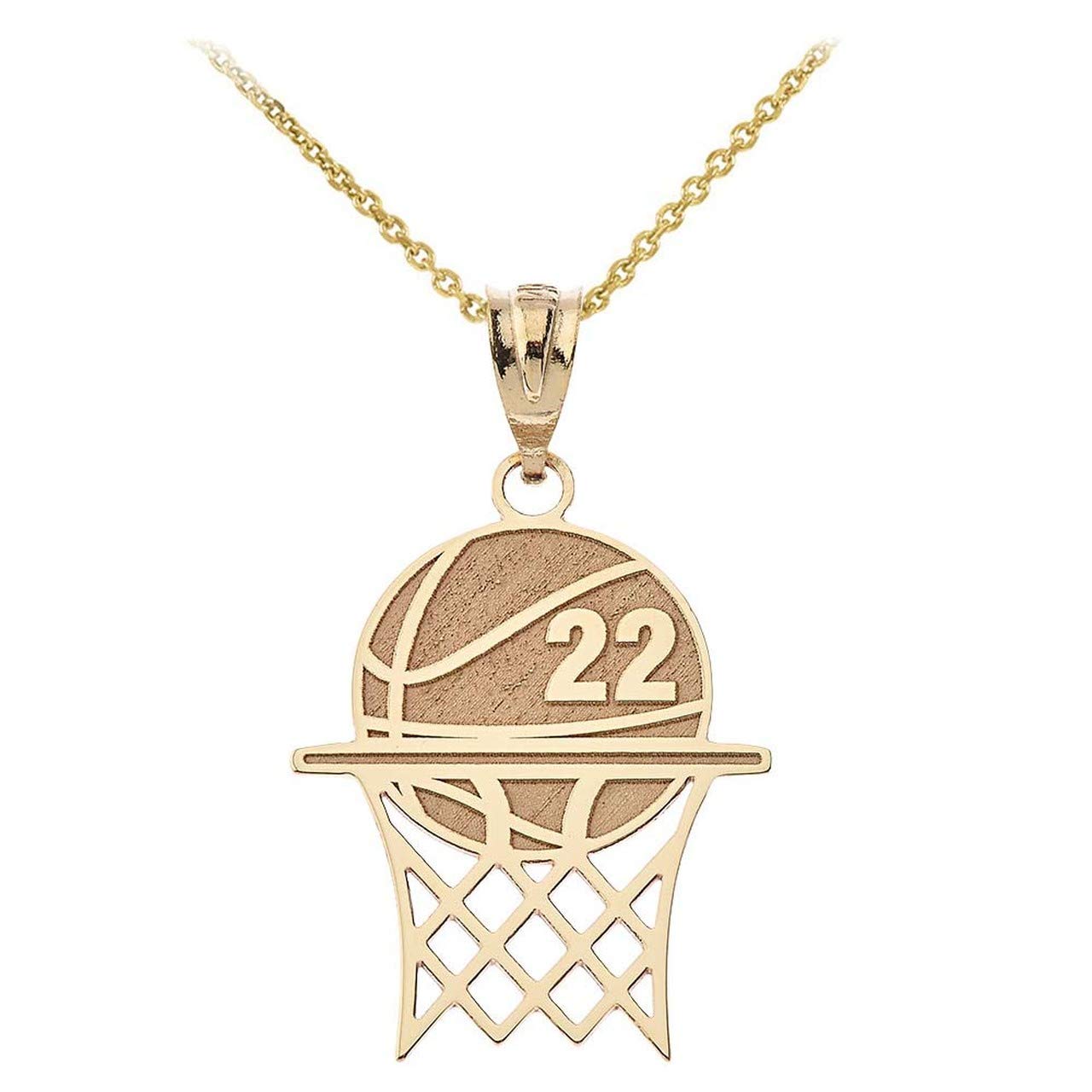 10k Gold Personalized Basketball Hoop Pendant Necklace - Custom Name & Number Engraved Sports Charm Jewelry for Basketball Players & Fans - Perfect Gift for Games, Graduation & Special Occasions