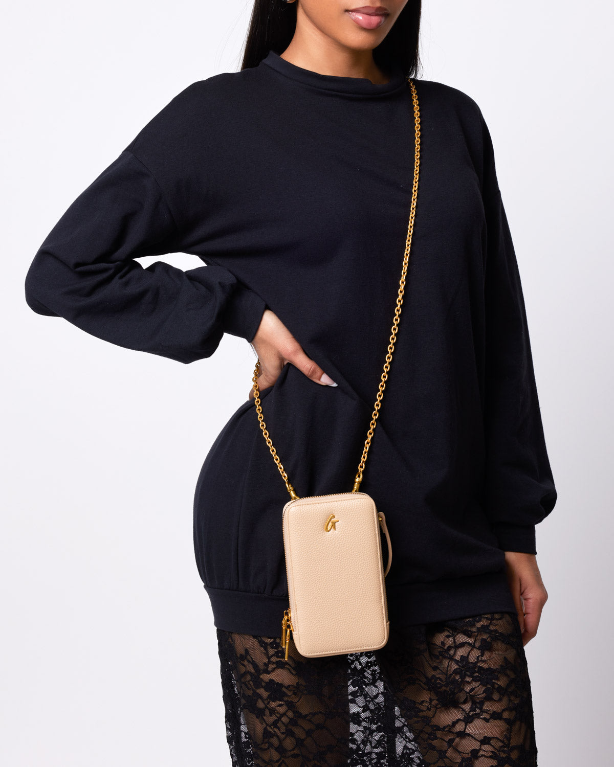 Pebble Phone Crossbody Bag in Nude - Stylish & Compact for Everyday Use, Travel, and Shopping