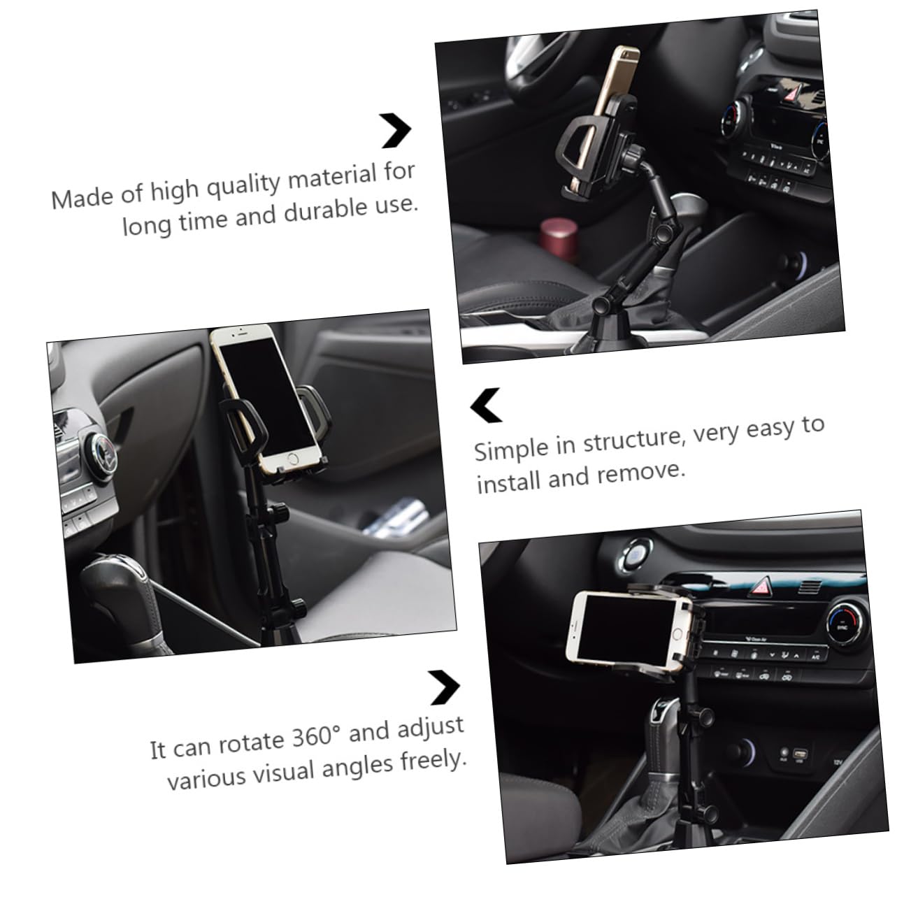 2-Pack Universal Car Phone Holder - Adjustable Gooseneck Cup Mount with Multi-Function Storage for iPhone, Samsung & Smartphones - Perfect for Road Trips, Commuting & Hands-Free Driving