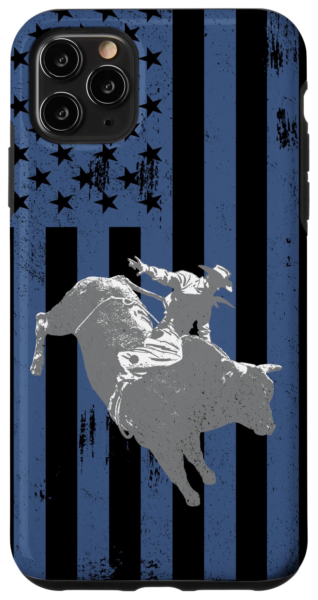 iPhone 11 Pro Max Case - American Flag Retro Bull Riding Design - Durable Protective Cover for Bull Riders & Western Enthusiasts - Perfect Gift for Rodeo Fans & Cowboy Lifestyle