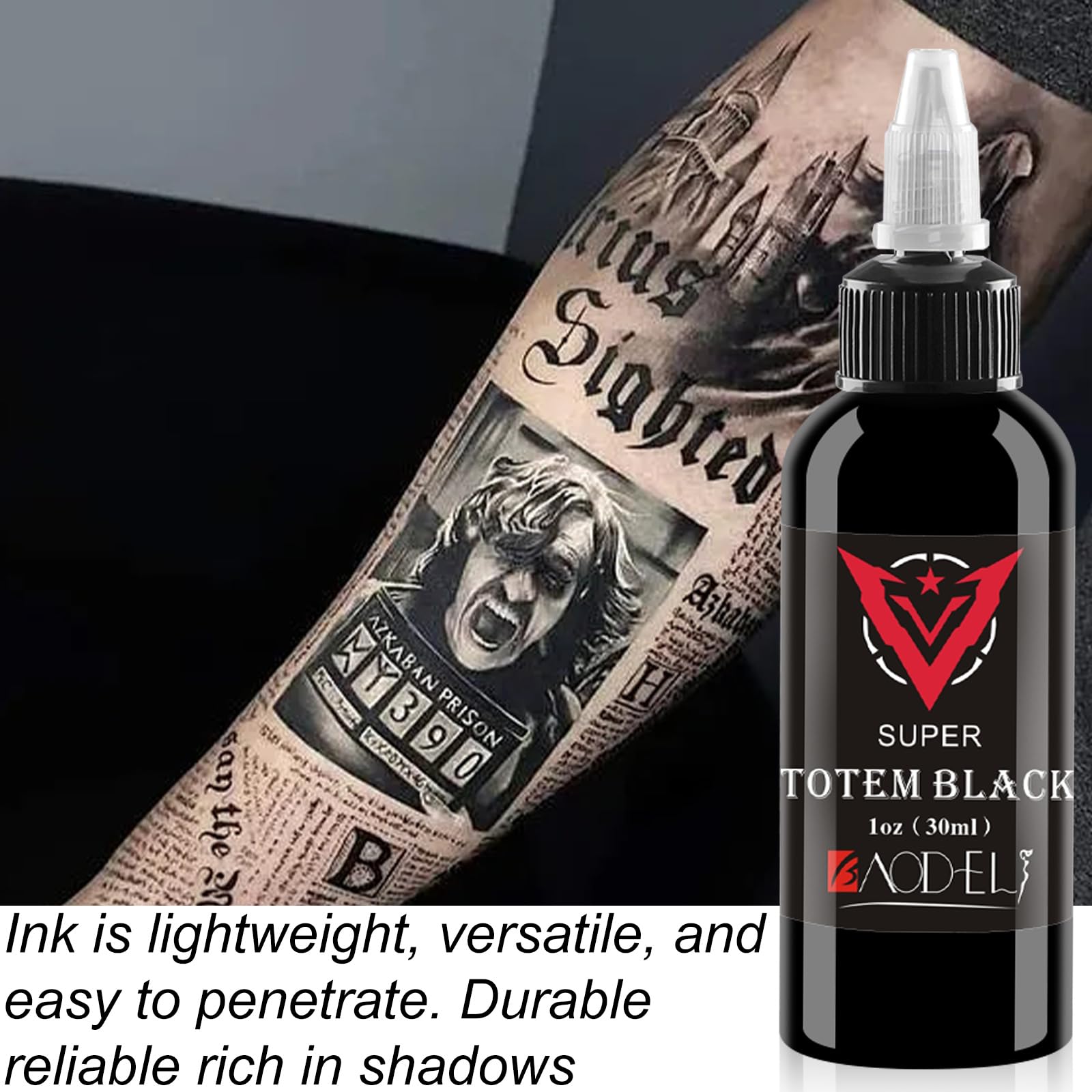 1oz Professional Tattoo Ink Set - Black & Red Tattoo Ink Kit (30ml/Bottle) for Tattoo Artists & Body Art - Perfect for Permanent Makeup, Sleeve Tattoos & Artistic Designs - High Quality Pigment Ink for Smooth Application & Vibrant Colors