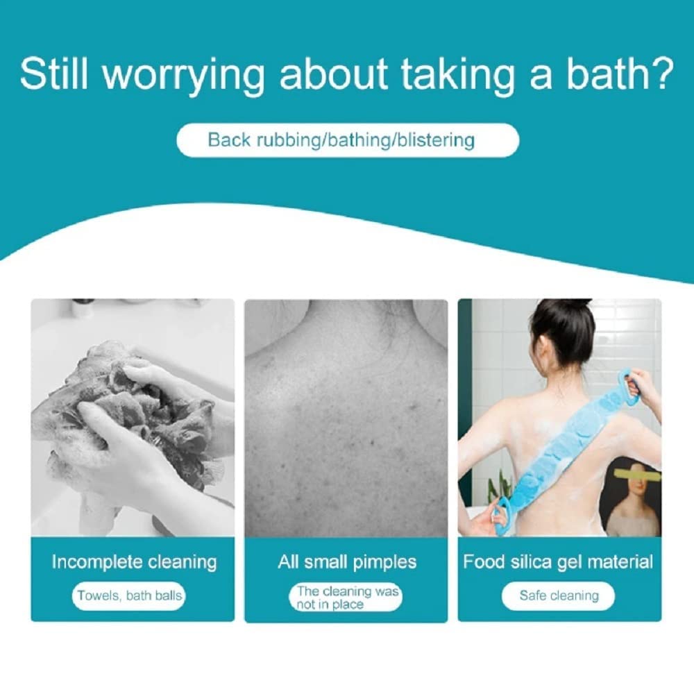 Premium Exfoliating Back Scrubber Belt for Shower & Bath - Long Handle Body Brush with Soft Bristles - Ideal for Exfoliation, Dead Skin Removal & Back Cleaning - Perfect for Men & Women with Hard-to-Reach Areas