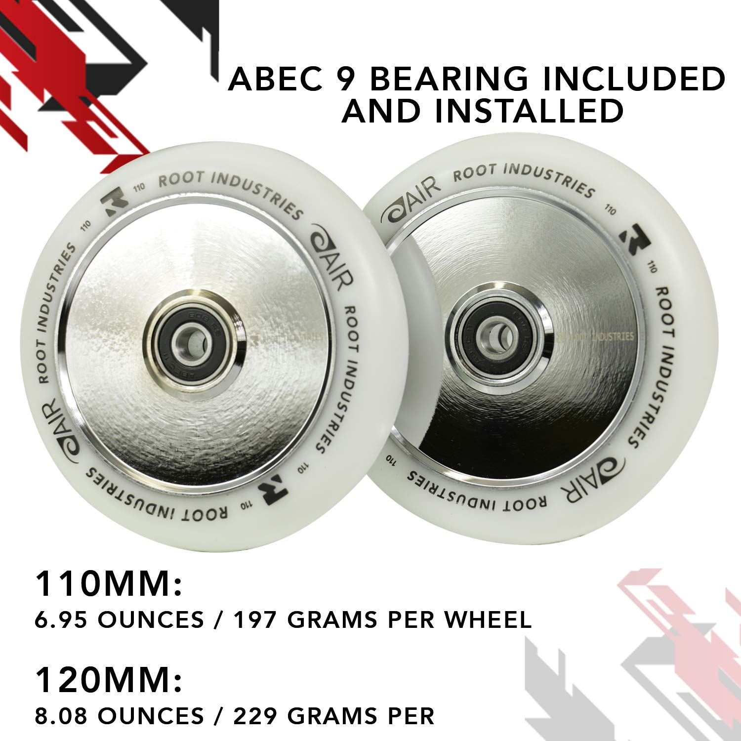 Root Industries 120mm Air Wheels for Kids - High Performance Inline Skate Wheels for Smooth Riding & Outdoor Play | Perfect for Roller Skates, Scooters & Skateboards