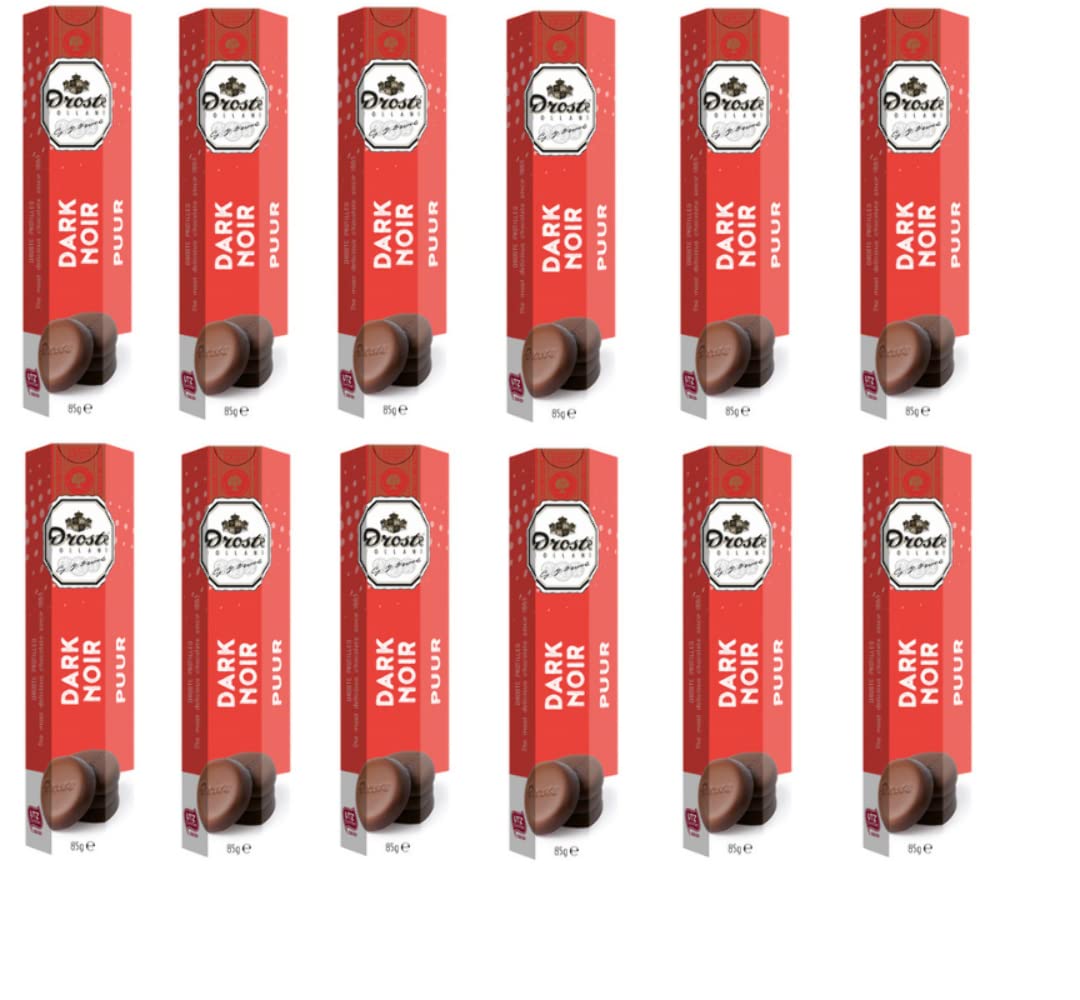 Droste Dark Chocolate Pastilles | Dutch Chocolate Candy | Pack of 12 Rolls (35.97 oz) | Gourmet Treats for Baking, Gifts & Dessert Toppings