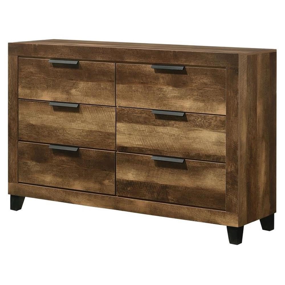 Acme Morales 6-Drawer Rustic Oak Wooden Dresser - Perfect for Bedroom Storage & Closet Organization