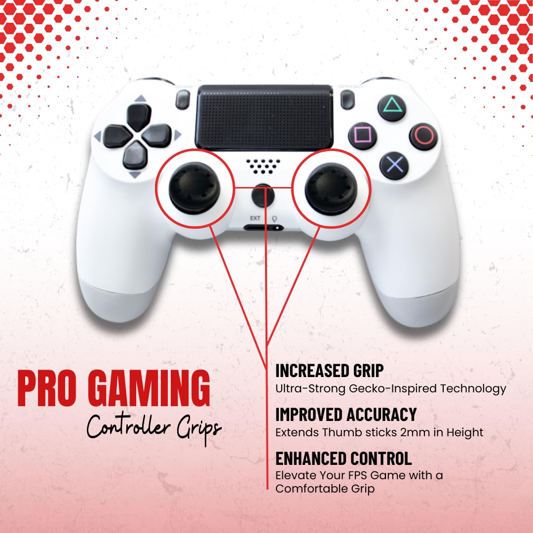 Premium Silicone Thumb Grips for Gaming Controllers - Enhanced Grip for Nintendo Switch, PS5/4/3, Xbox Series X/S & One (Black) - Reduce Hand Fatigue During Long Gaming Sessions - Ideal for FPS, Racing & Fighting Games - Perfect for Esports, Casual & Competitive Gaming