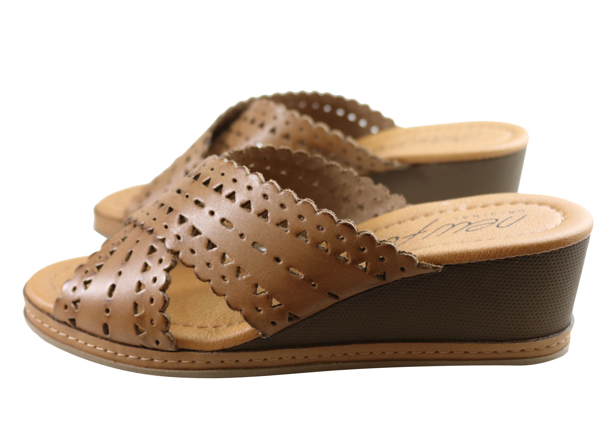New Tory Women's Leather Wedge Slides Sandals - Comfortable Summer Casual Shoes for Women - Perfect for Beach, Vacation & Everyday Wear