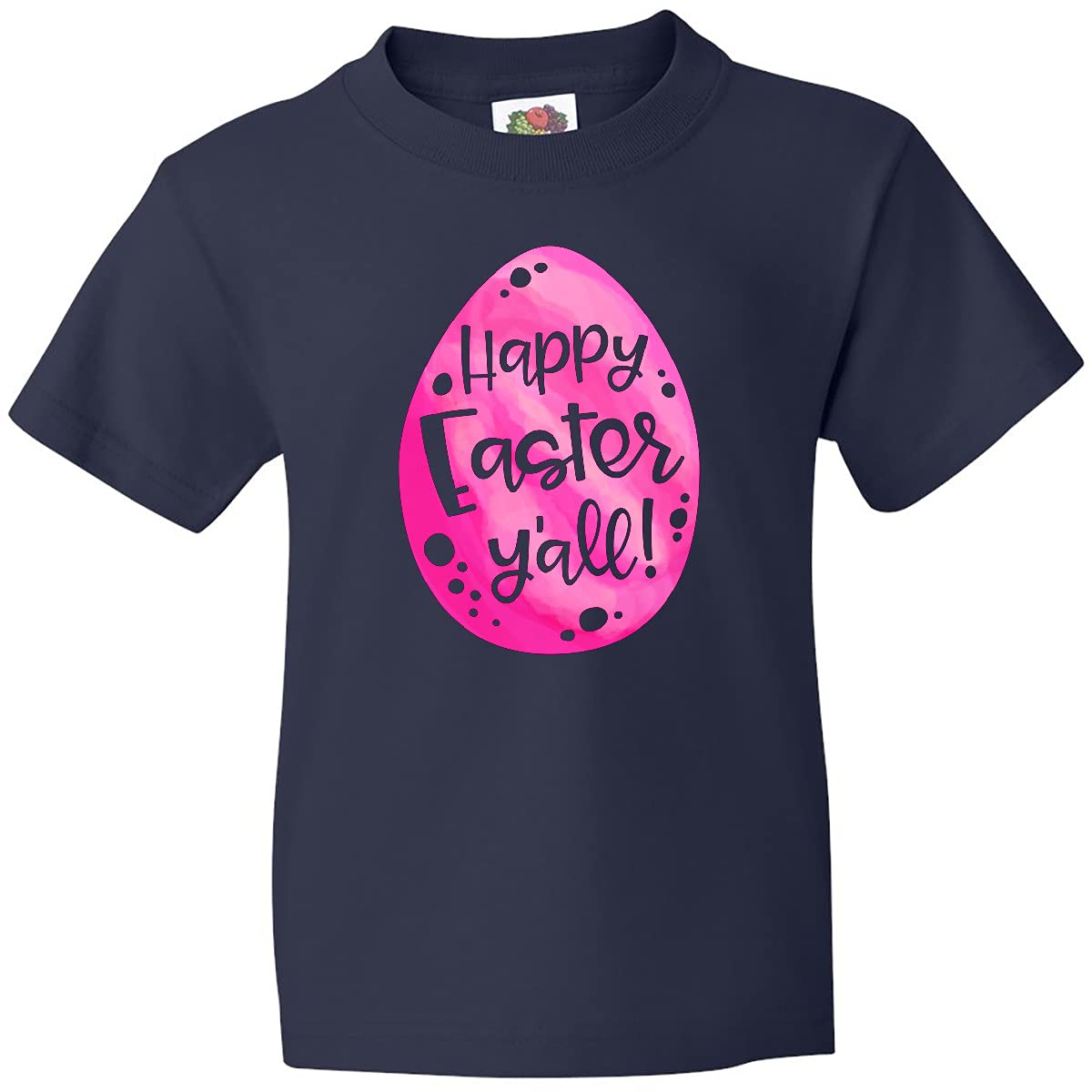 Inktastic Happy Easter Y'all Pink Easter Egg Youth T-Shirt - Cute Easter Outfit for Kids, Boys & Girls | Perfect for Easter Egg Hunts, Church Services & Family Photos