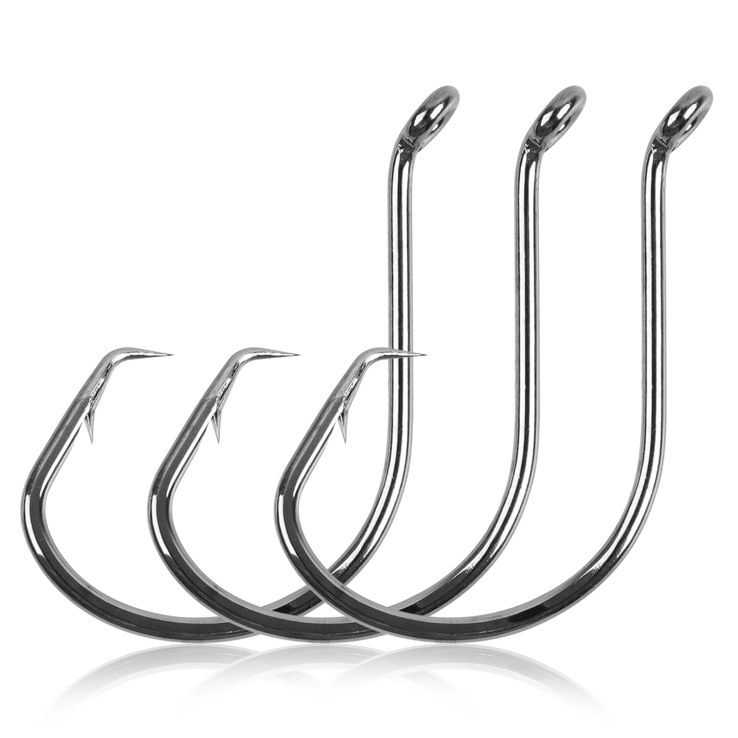 150pcs High Carbon Steel Circle Hooks for Saltwater & Freshwater Fishing - Octopus Offset Hooks Size 10-10/0 for Catfish, Bass - Perfect for Deep Sea, Pier & Shore Fishing
