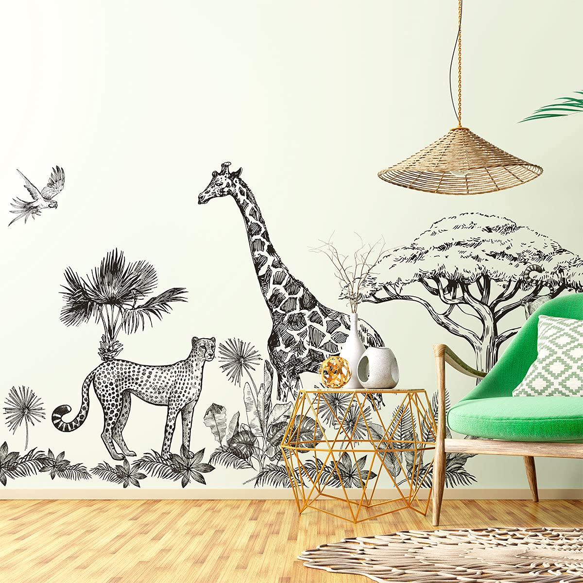 Kids Wall Decals - Savannah Animal Nursery Stickers for Baby Room Decor | Large Peel & Stick Wall Art (47