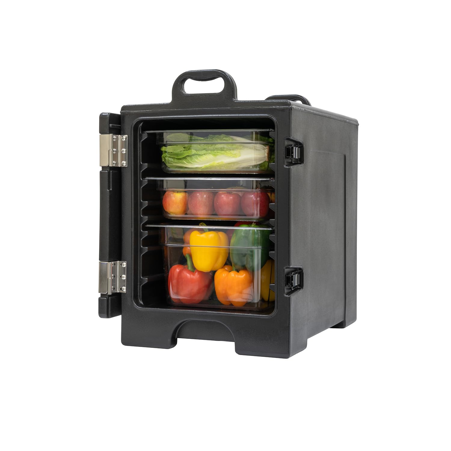 Pearington 81 Quart Black Insulated Food Pan Carrier - Holds 5 Full-Size Pans, End-Loading Design for Catering, Restaurants & Food Service - Perfect for Hot/Cold Food Transport & Storage