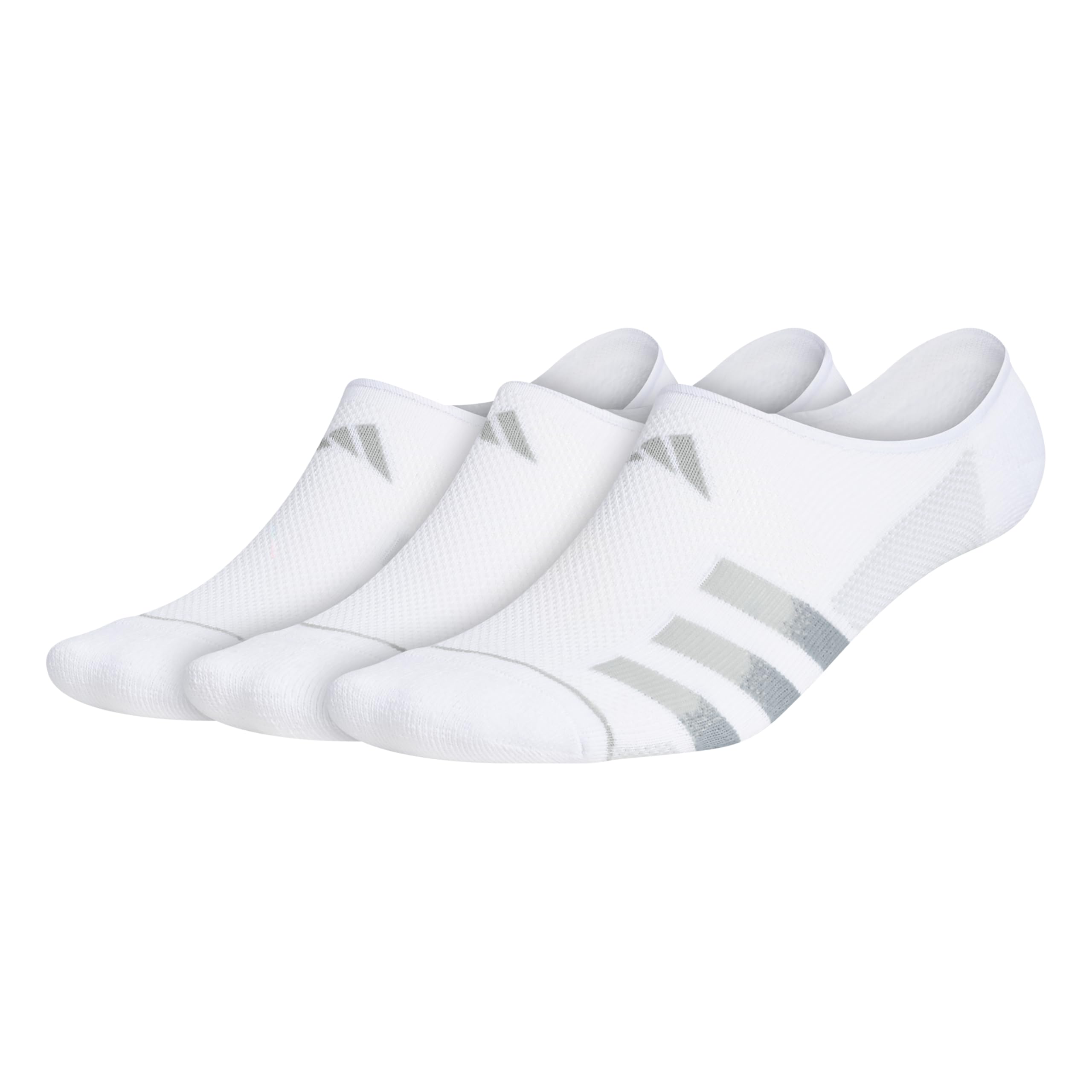 adidas Men's Superlite Stripe 3 No Show Socks 3-Pack - Breathable Athletic Socks for Running, Gym & Casual Wear
