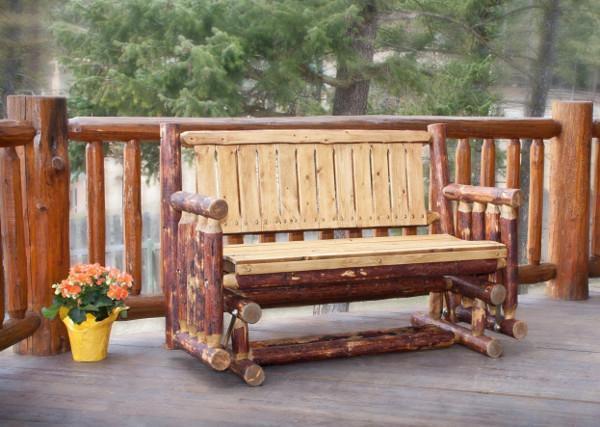 Glacier Country Log Glider - Handcrafted Wooden Porch Swing for Outdoor Relaxation | Perfect for Patio, Garden & Backyard Decor