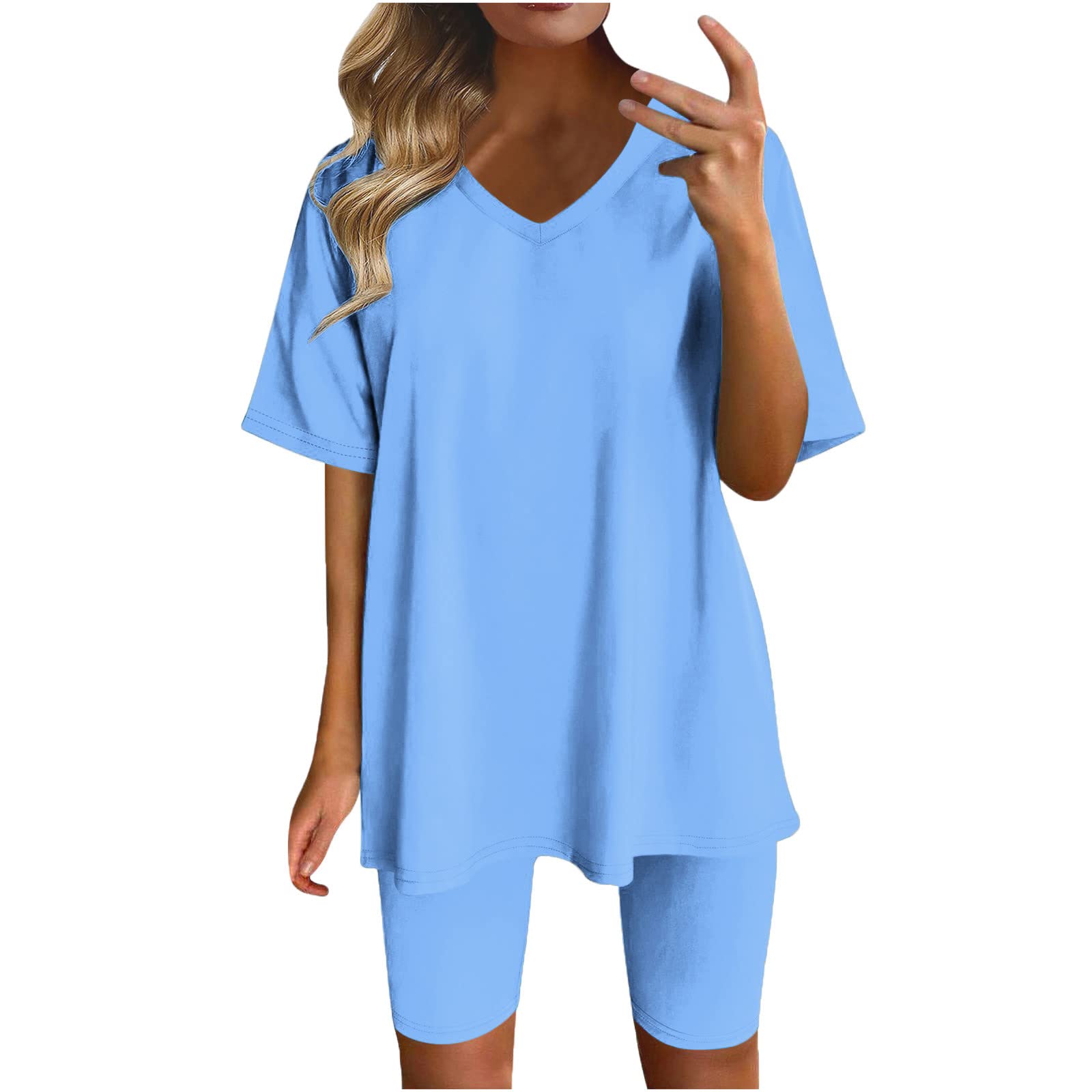 YAFINMO Women's 2-Piece Workout Sets - Summer Lounge Shorts & Top Outfits for Gym, Travel & Airport | Lightning Deals & Prime Clearance 2024