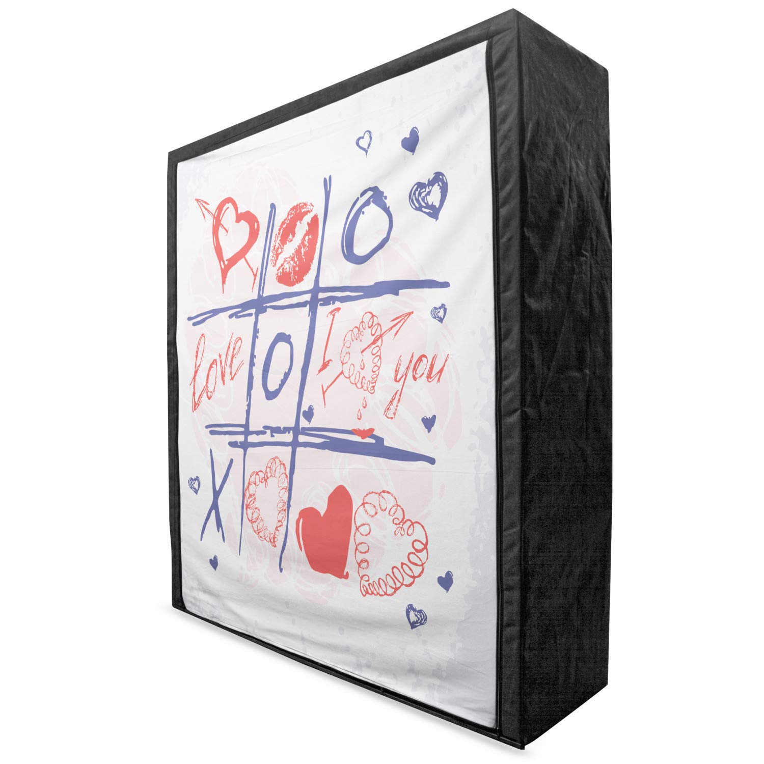 Ambesonne Valentine's Day Portable Fabric Wardrobe - XOXO Game with Lips, Hearts & Circles Romantic Love Theme - 59