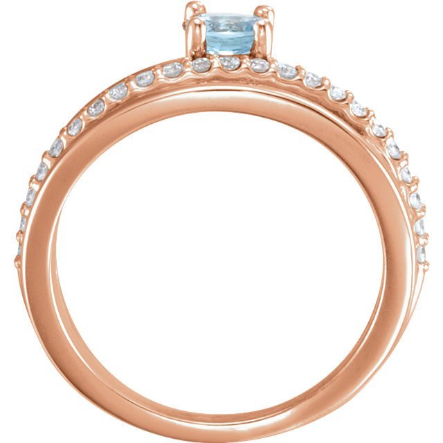 14K Gold 0.30ct Aquamarine & 1/4ctw Diamond Bypass Ring - Elegant Birthstone Jewelry for Women, Perfect for Engagement, Anniversary & Special Occasions