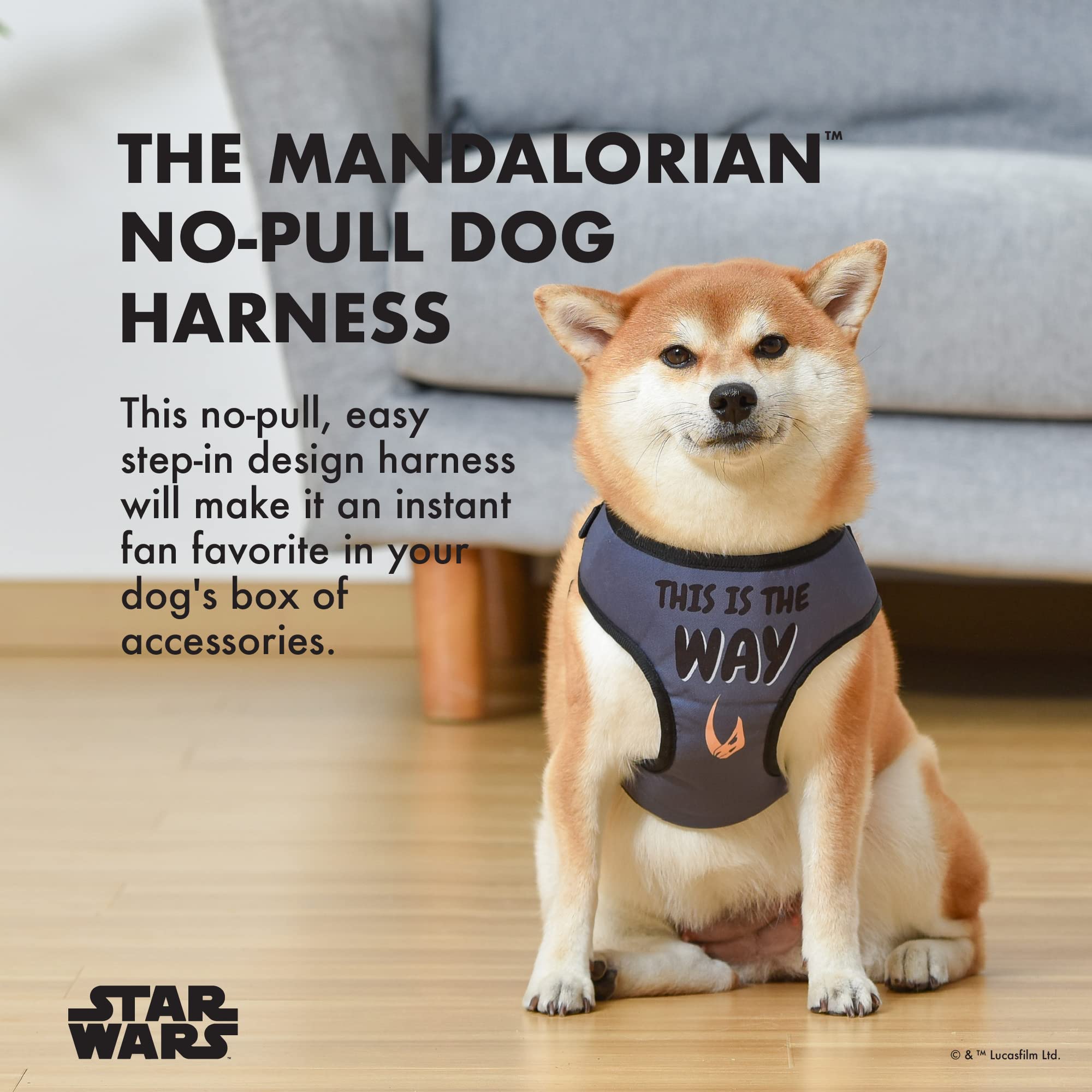 STAR WARS The Mandalorian Dog Harness for Small Dogs (Size S) - Cute Pet Costume & Walking Gear for Halloween, Cosplay & Daily Adventures