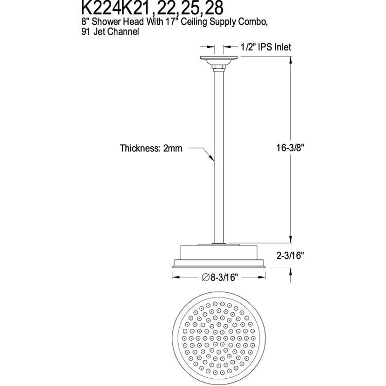 Premium Chrome 8-Inch Large Rain Shower Head - K224K21 for Luxurious Bathroom Upgrade - Perfect for Spa-Like Experience in Modern Homes