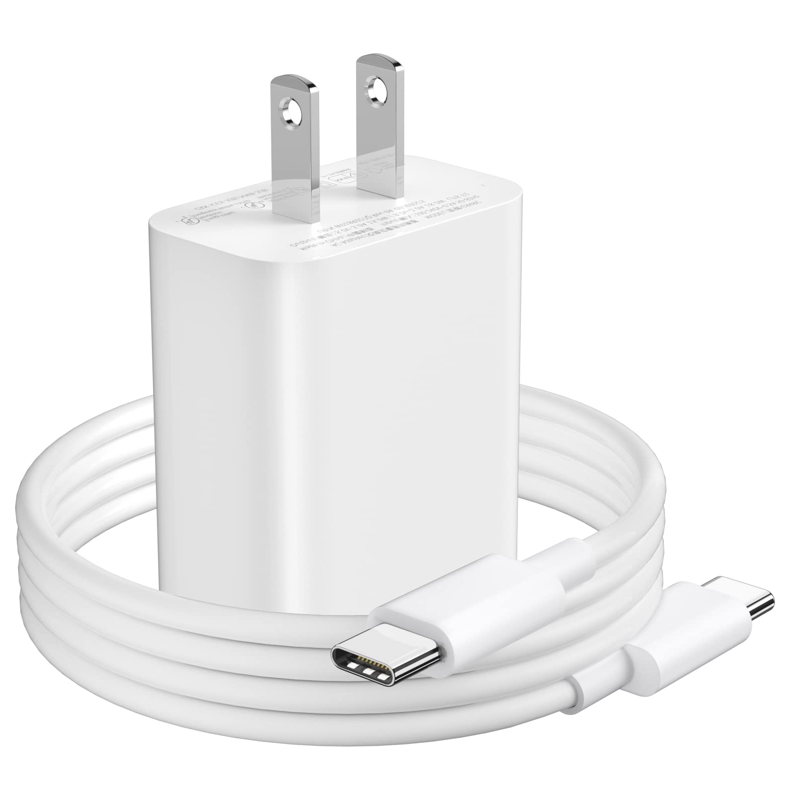 APETOO 18W USB C Wall Charger with Fast Charging PD Cable - USB Type C Power Adapter for iPhone 15, Google Pixel 7/7 Pro/6/6 Pro, iPad Pro/Air/Mini - Fast Charging for Home, Office & Travel
