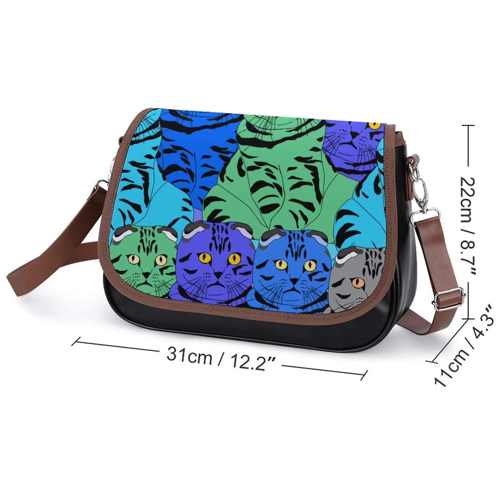 Stylish Printed Leather Crossbody Bags for Women - Fashionable Shoulder Messenger Satchels with Cute Cat Designs | Perfect for Work, Travel & Everyday Use