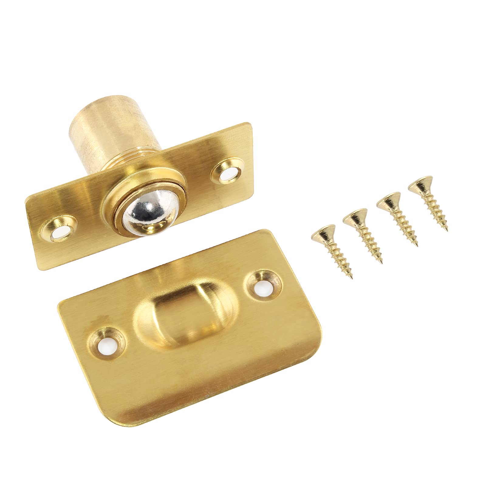 Murtenze 2 Pack 2-1/8 Inch Stainless Steel Adjustable Ball Catch Door Hardware with Strike Plate & Screws - Gold Finish for Cabinet, Closet & Door Installation | Perfect for Home, Office & Furniture Repair