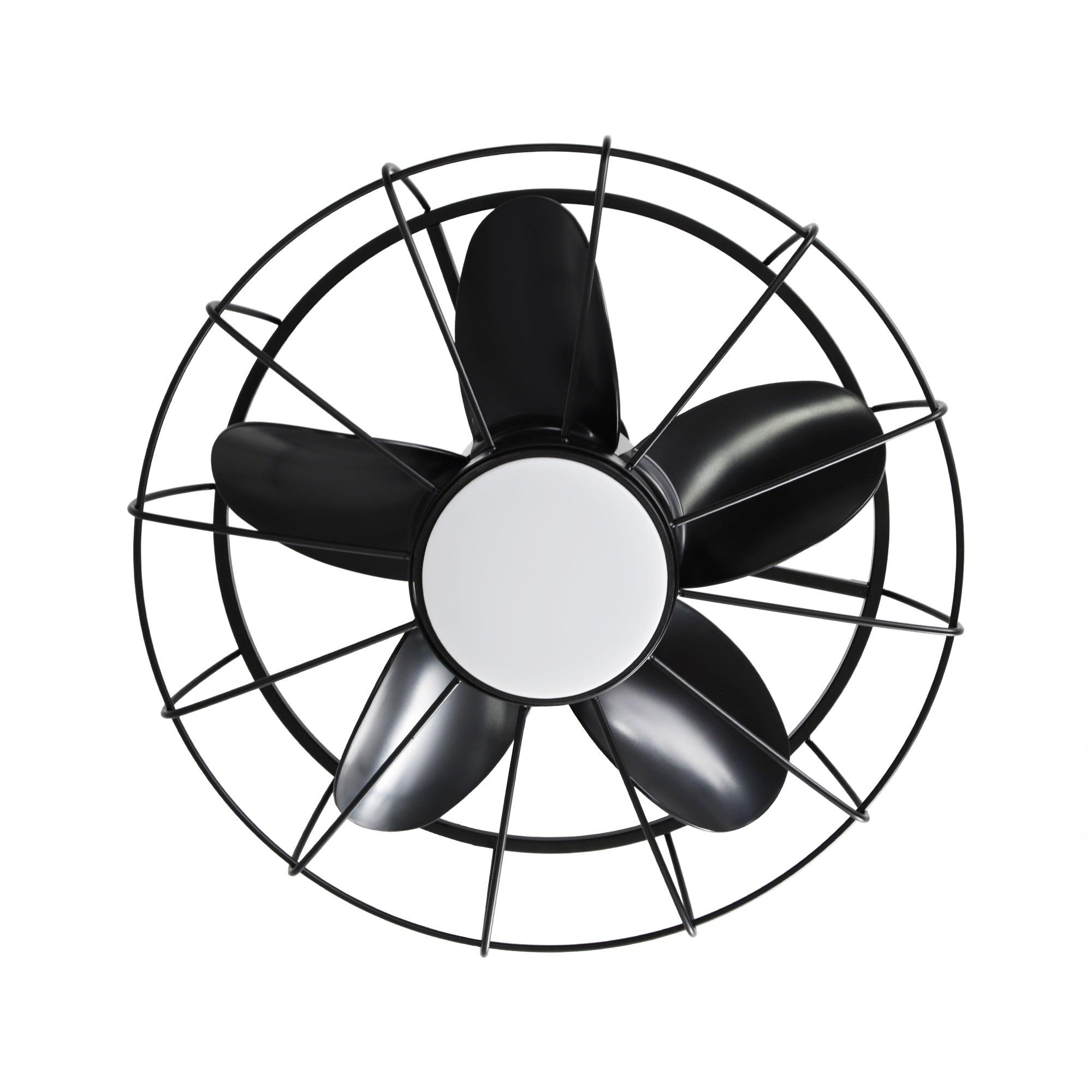 20 Inch Vistula Outdoor Ceiling Fan with Light - Black Industrial Style, DC Motor, Hanging Buckle Downrod - Perfect for Patio, Deck, and Covered Porch Cooling