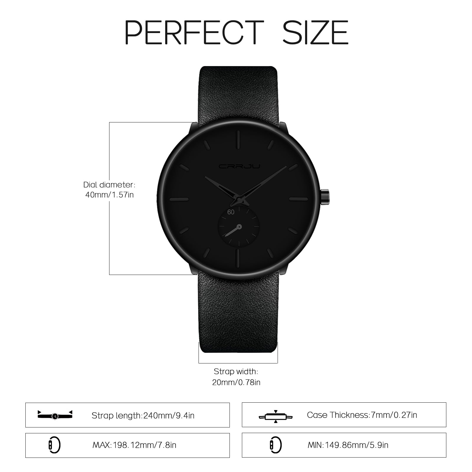 Ultra-Thin Minimalist Men's Watch - Waterproof Leather Band for Dress & Casual Wear