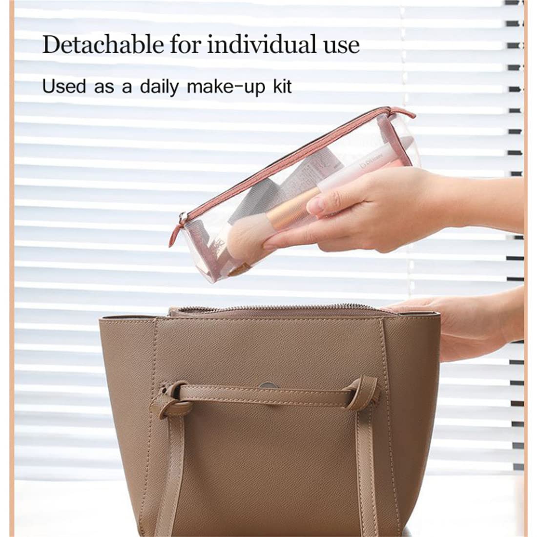 Large Waterproof Hanging Makeup Bag - Foldable Travel Cosmetic Organizer with Detachable Compartments for Toiletries (Brown) | Perfect for Travel, Gym, and Daily Organization