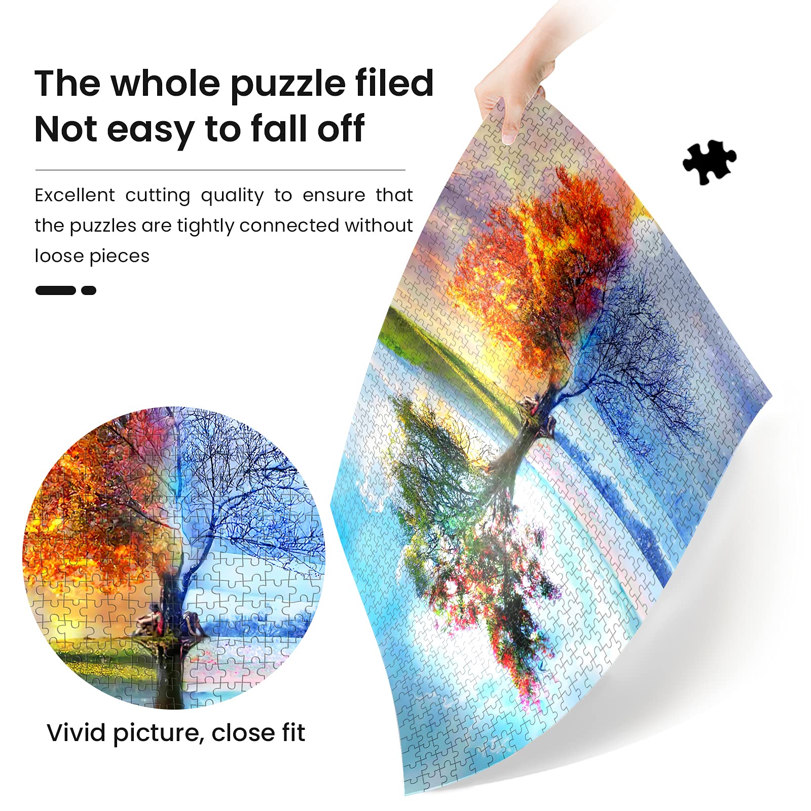 1000 Piece Wooden Jigsaw Puzzle for Adults - DIY 4 Season Tree Landscape - Modern Home Decor & Wall Art - Intellectual Game & Unique Gift (75x50cm) - Perfect for Family Game Nights, Stress Relief, and Home Office Decor