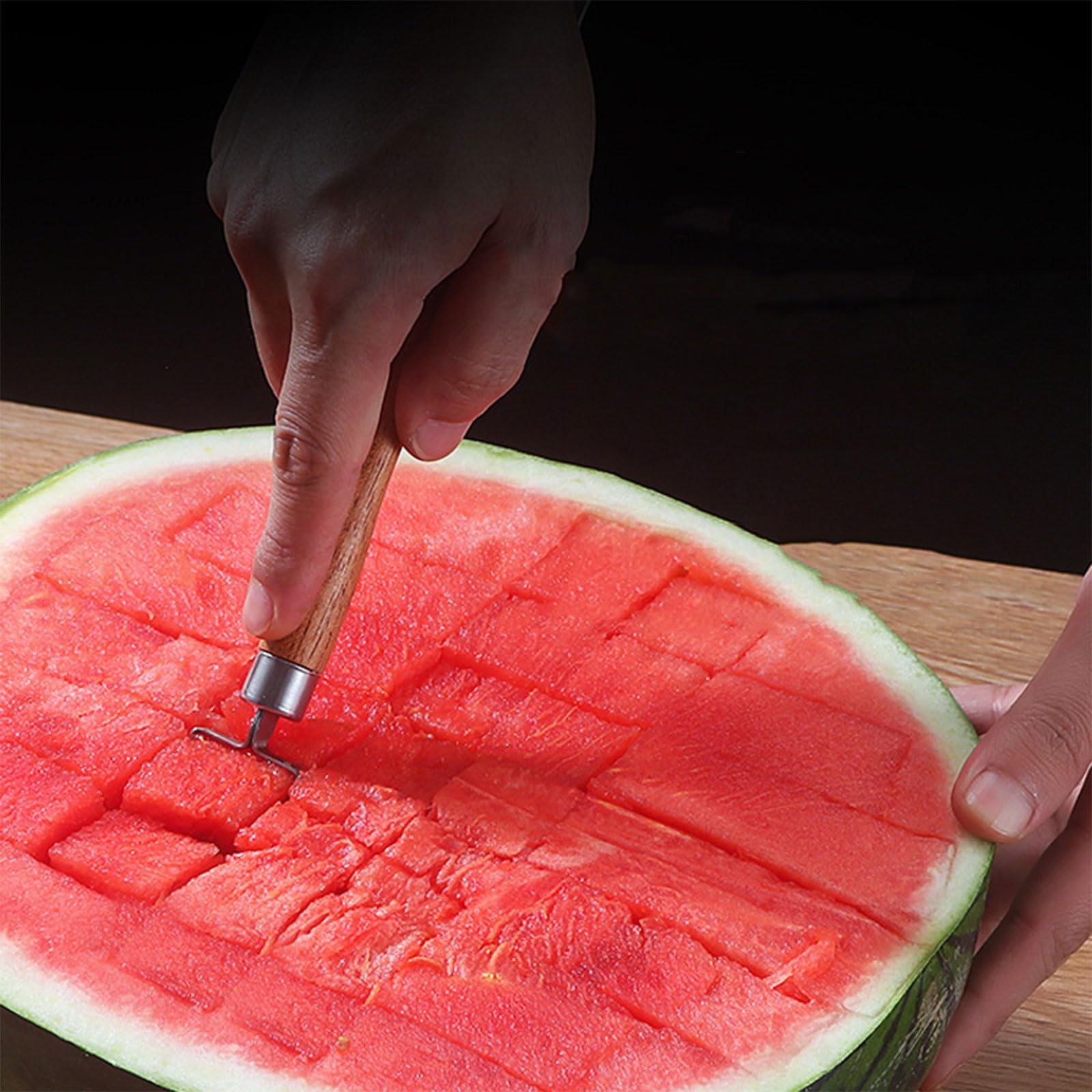 Premium Stainless Steel Watermelon Slicer - Easy Watermelon Cubing Tool & Fruit Cube Maker for Kitchen - Perfect for Home, BBQ, Picnic, and Professional Chef Use