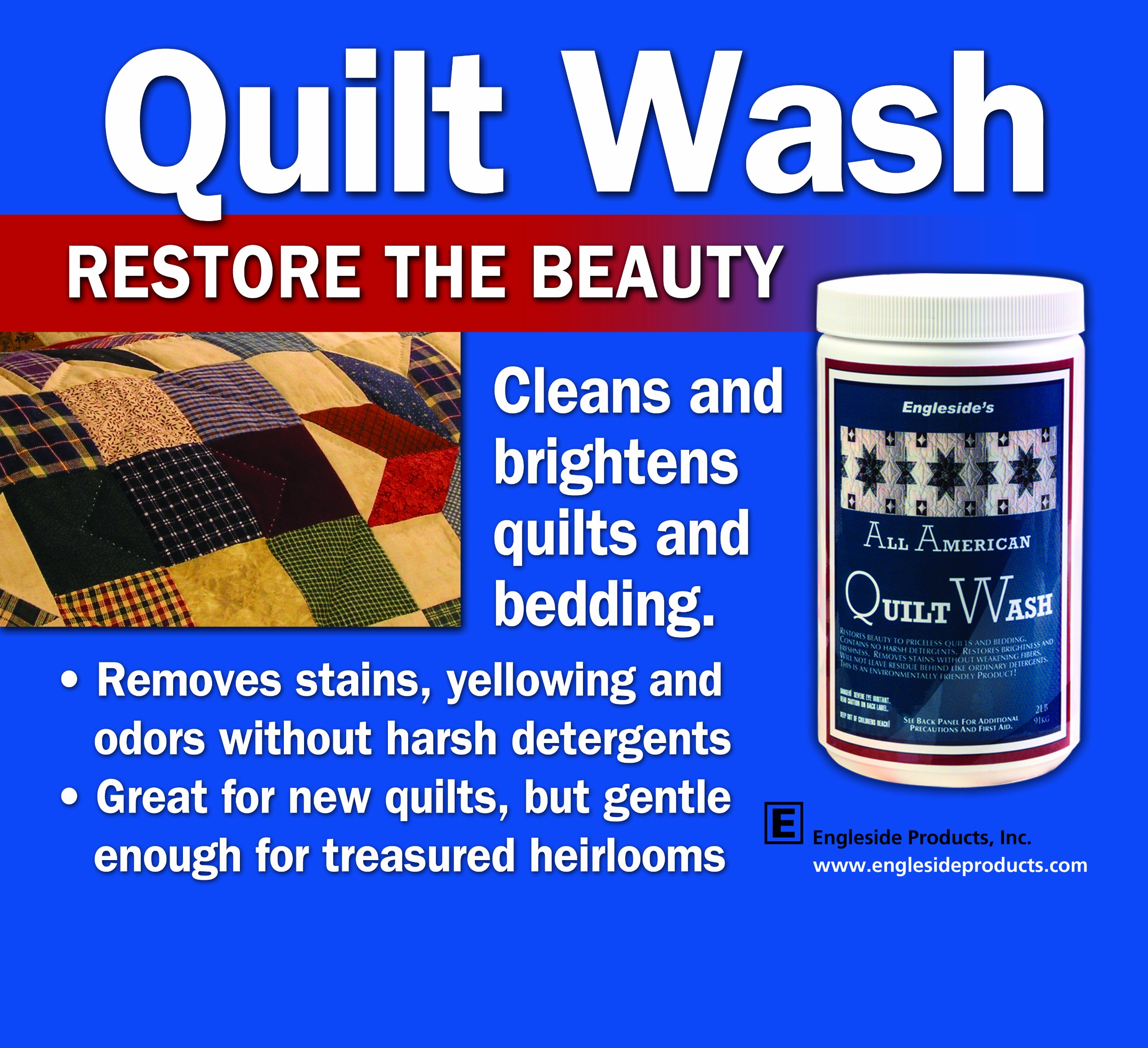 All American Quilt Wash - Unscented Vintage & New Quilt Cleaner | 32oz Hypoallergenic Fabric Detergent | Perfect for Antique Quilts, Bedspreads & Heirloom Textiles