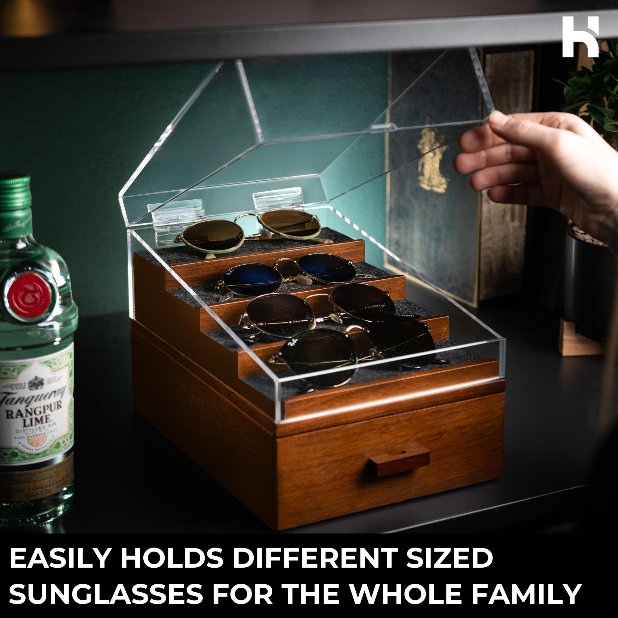Premium Sunglasses Organizer & Display Stand by Holme & Hadfield - Stylish Sunglasses Storage for Home, Office, or Retail Display - Perfect for Organizing, Protecting, and Showcasing Your Sunglasses Collection