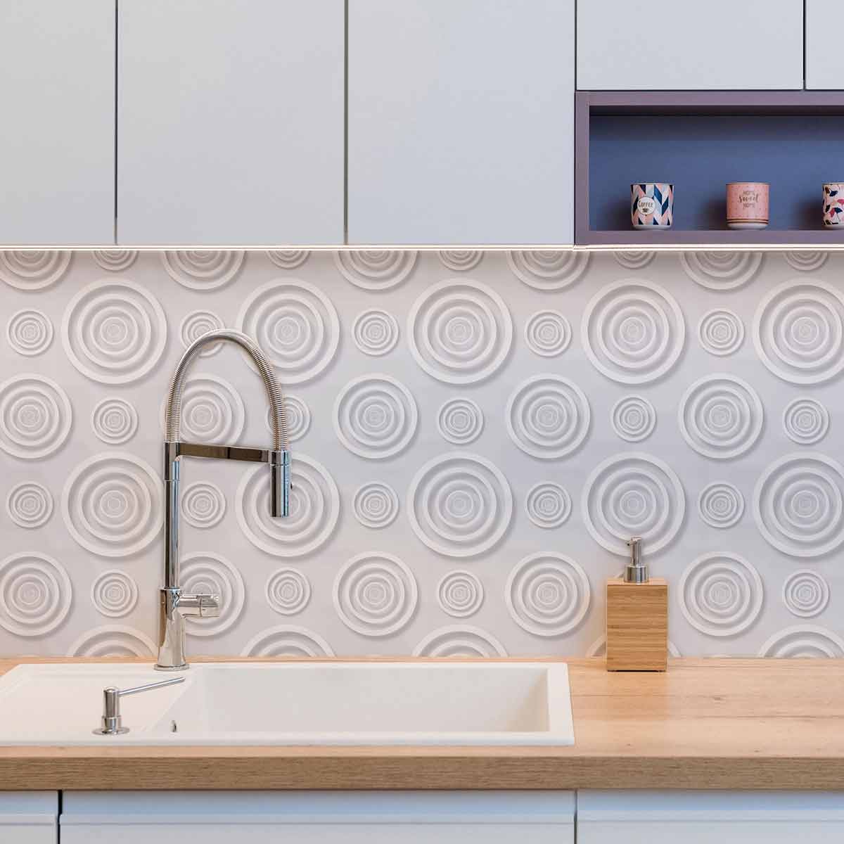 Grey Circle Peel and Stick Removable Wallpaper - Self-Adhesive Decorative Wall Covering for Bedroom, Living Room, and Office Decor