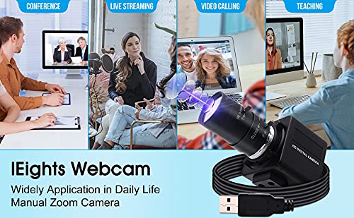 1080P HD USB Webcam with 2.8-12mm Varifocal Zoom Lens - High Speed UVC USB 2.0 Computer Camera for Video Conferencing, Live Streaming & Close-up Industrial Inspection (100fps/60fps) - Perfect for Remote Work, Online Classes & Content Creation